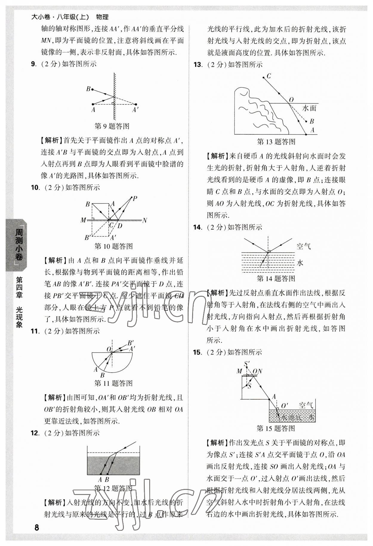 2023年萬唯中考大小卷八年級物理上冊人教版 參考答案第8頁