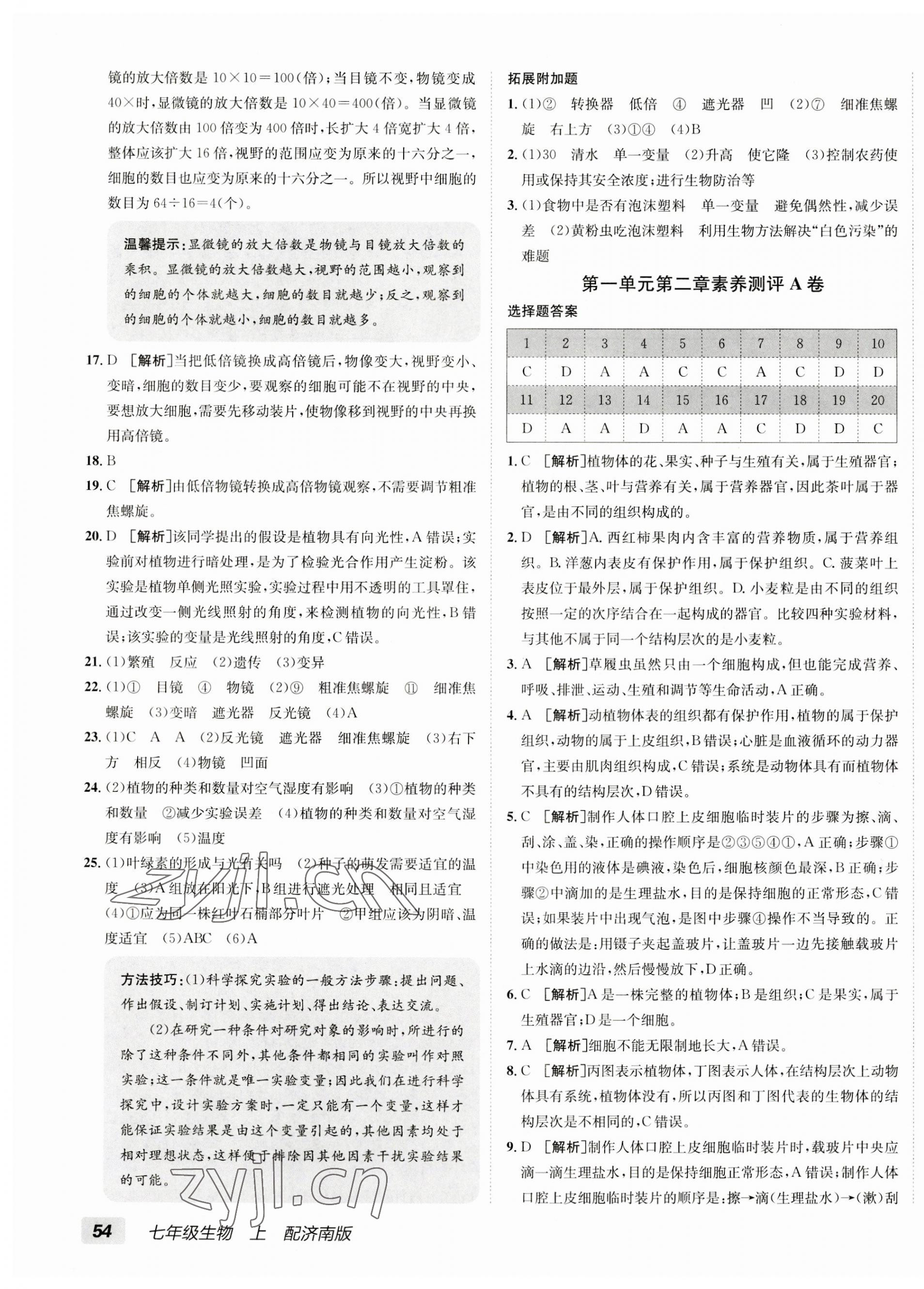 2023年海淀單元測(cè)試AB卷七年級(jí)生物上冊(cè)濟(jì)南版 第3頁(yè)