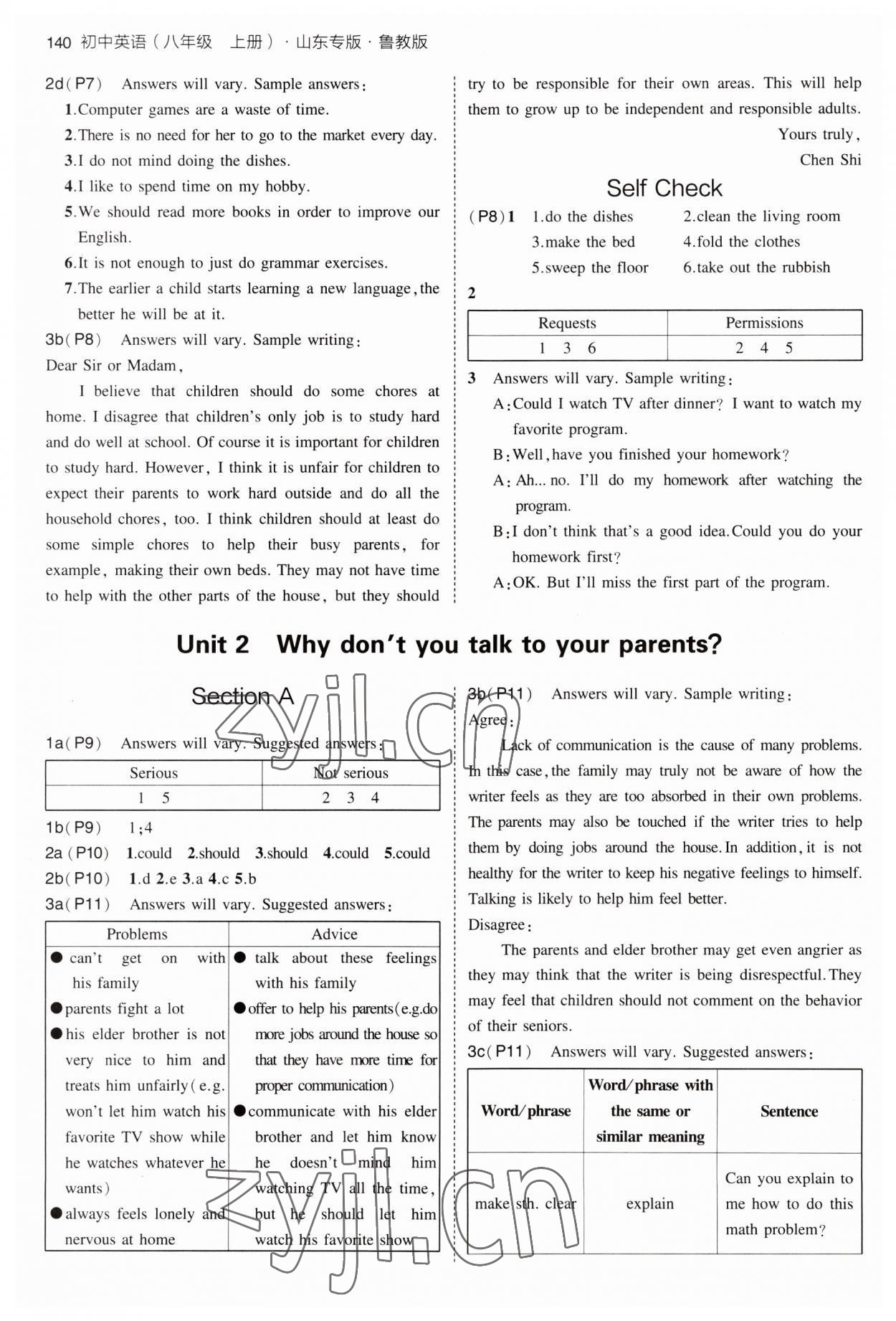 2023年教材課本八年級英語上冊魯教版54制 參考答案第2頁