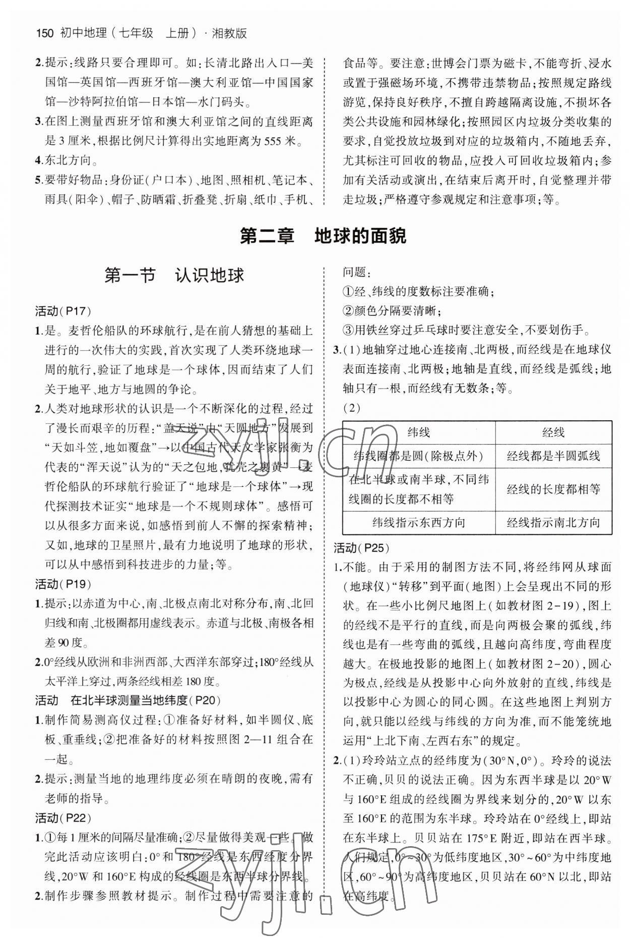 2023年教材課本七年級(jí)地理上冊(cè)湘教版 參考答案第2頁(yè)