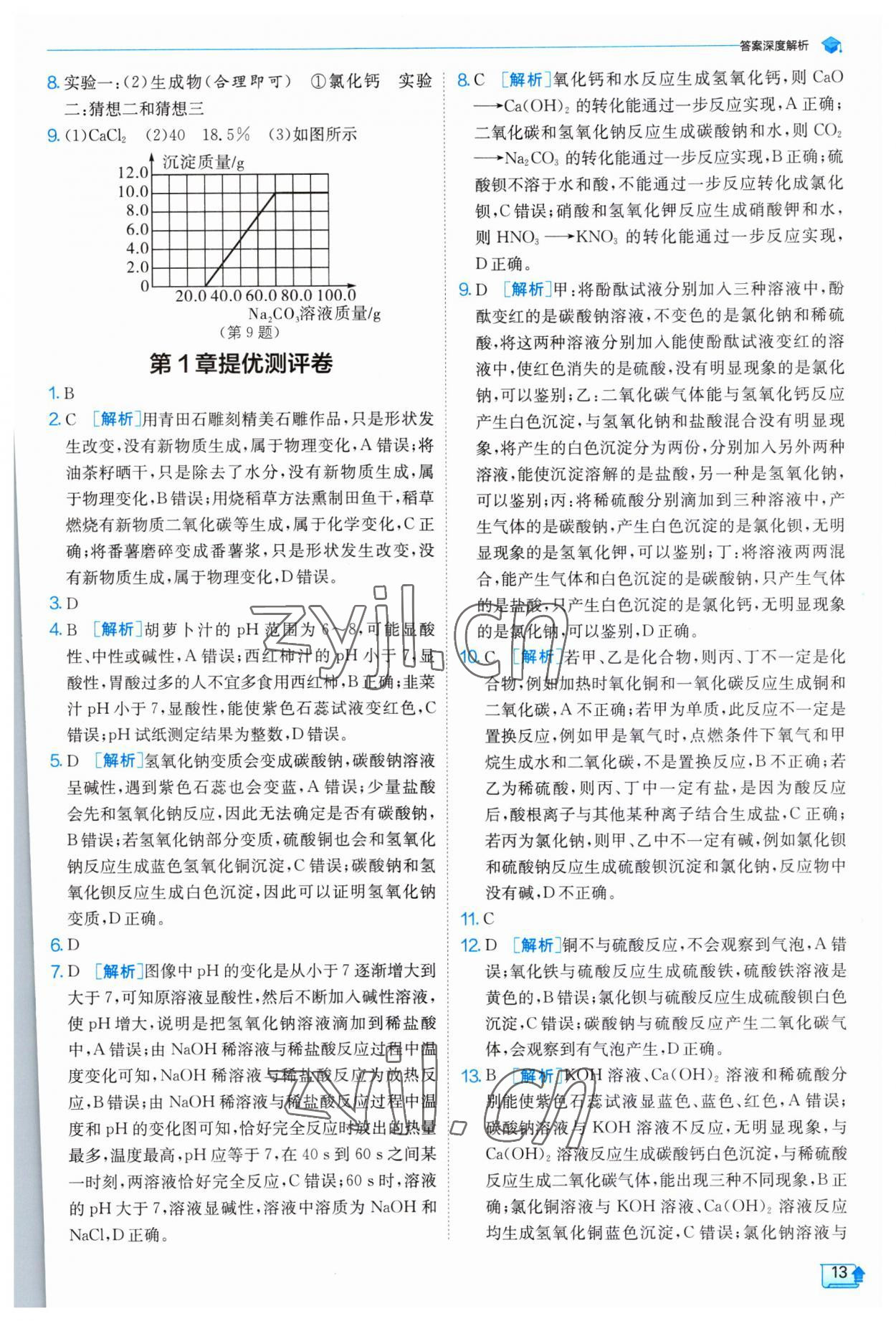 2023年實(shí)驗(yàn)班提優(yōu)訓(xùn)練九年級(jí)科學(xué)上冊(cè)浙教版 第13頁(yè)