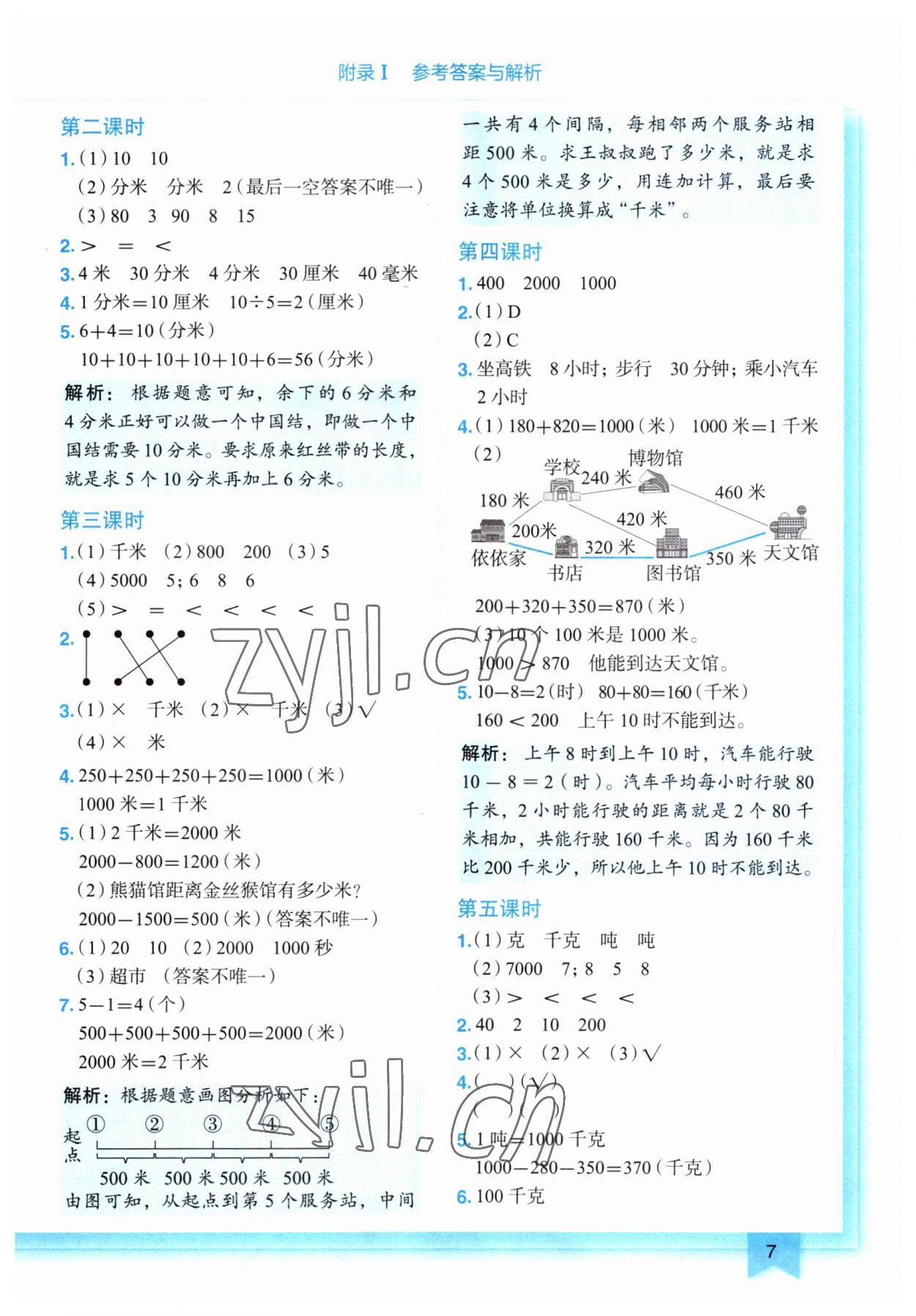 2023年黃岡小狀元作業(yè)本三年級數(shù)學(xué)上冊人教版 第7頁