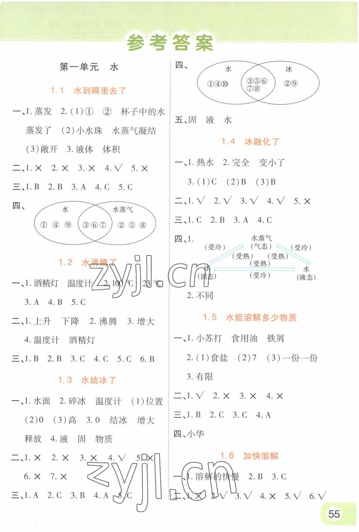 2023年黃岡同步訓(xùn)練三年級科學(xué)上冊教科版 參考答案第1頁