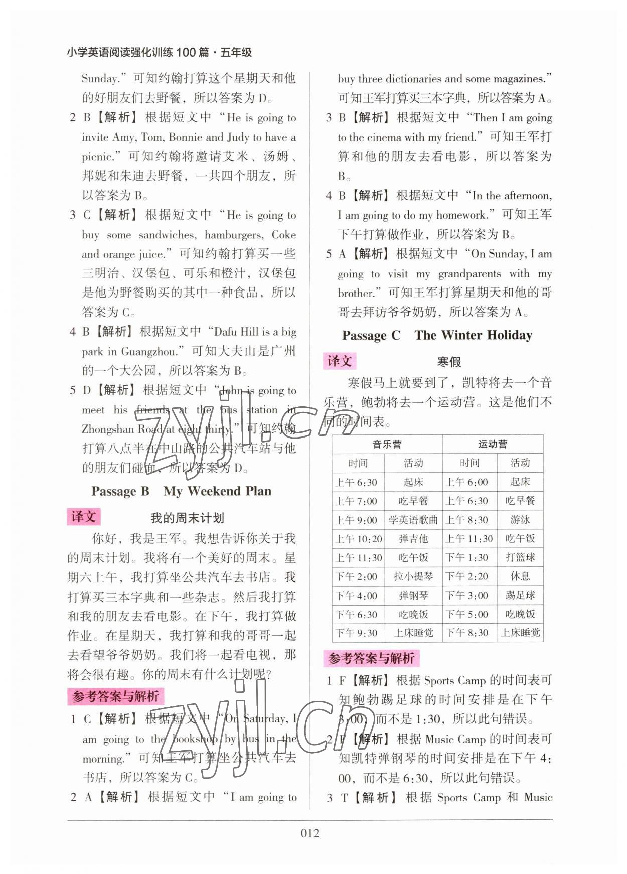 2023年小學英語閱讀強化訓練100篇五年級人教版 第12頁