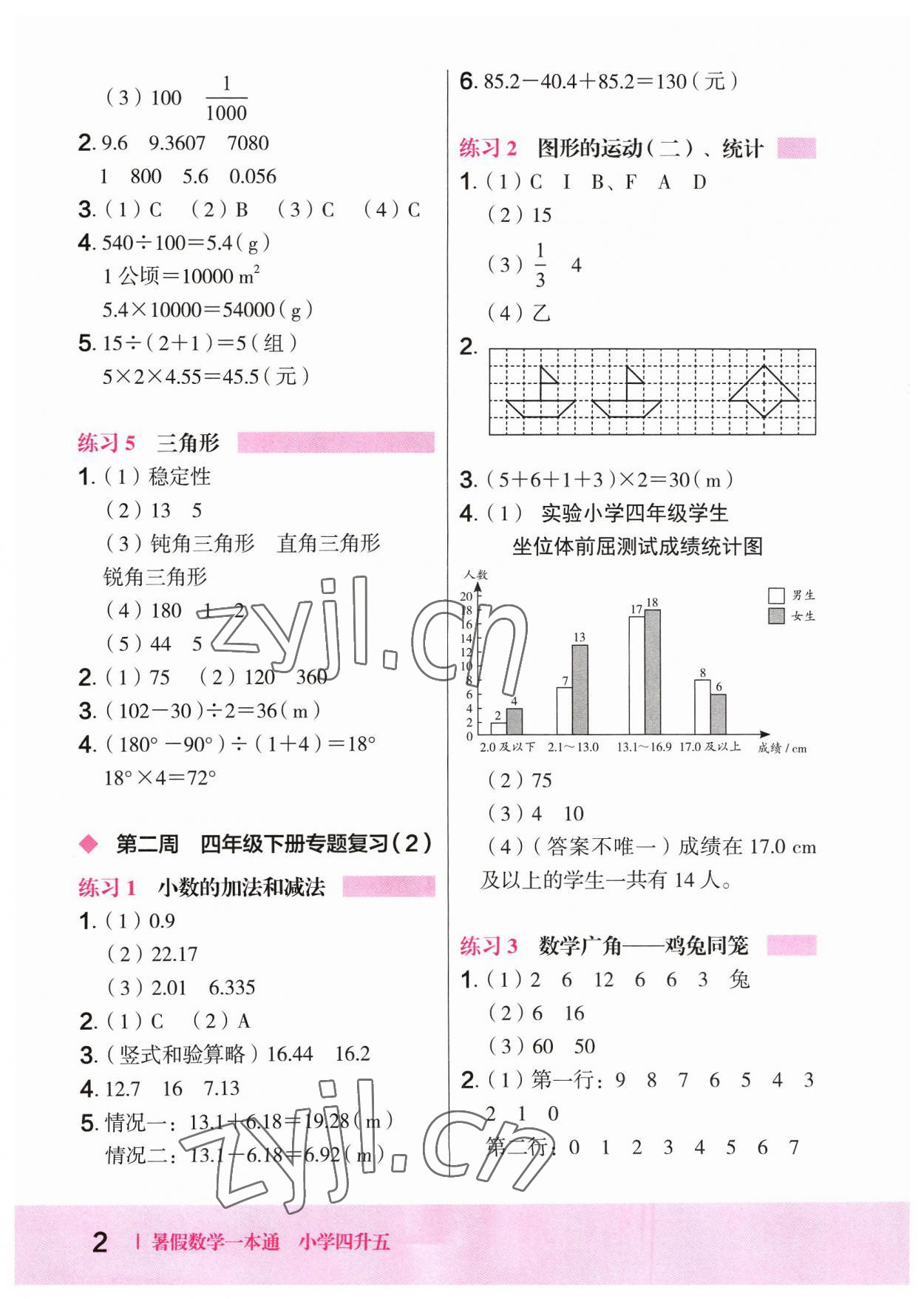 2023年木頭馬暑假一本通四升五數學 參考答案第2頁