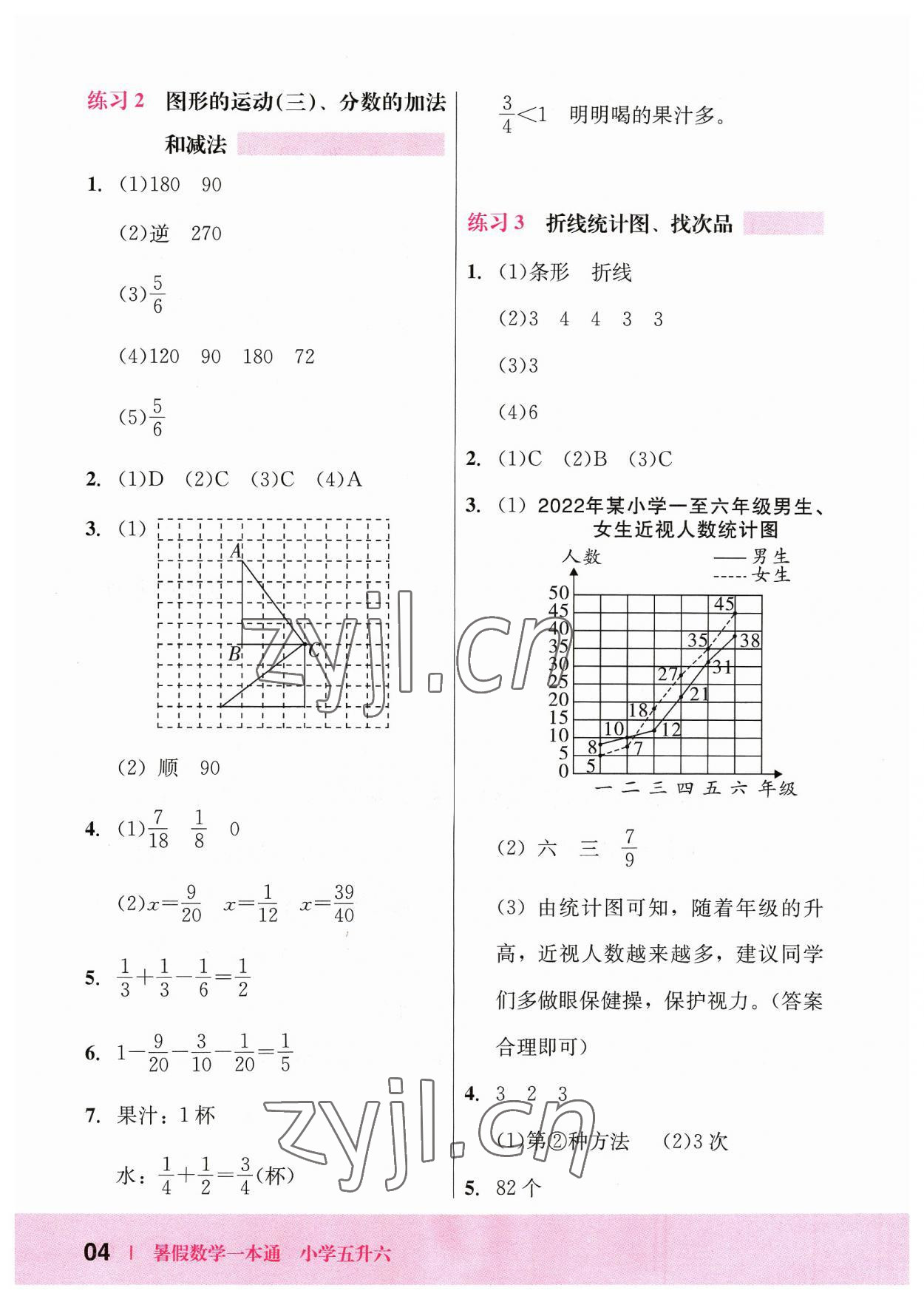 2023年木頭馬暑假一本通五升六數(shù)學 參考答案第4頁