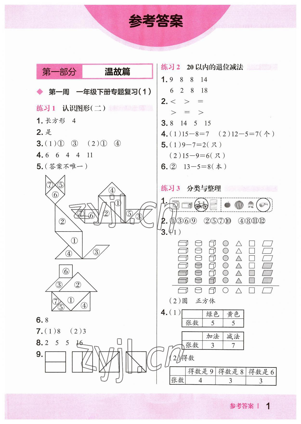 2023年木頭馬暑假一本通一升二數學 參考答案第1頁