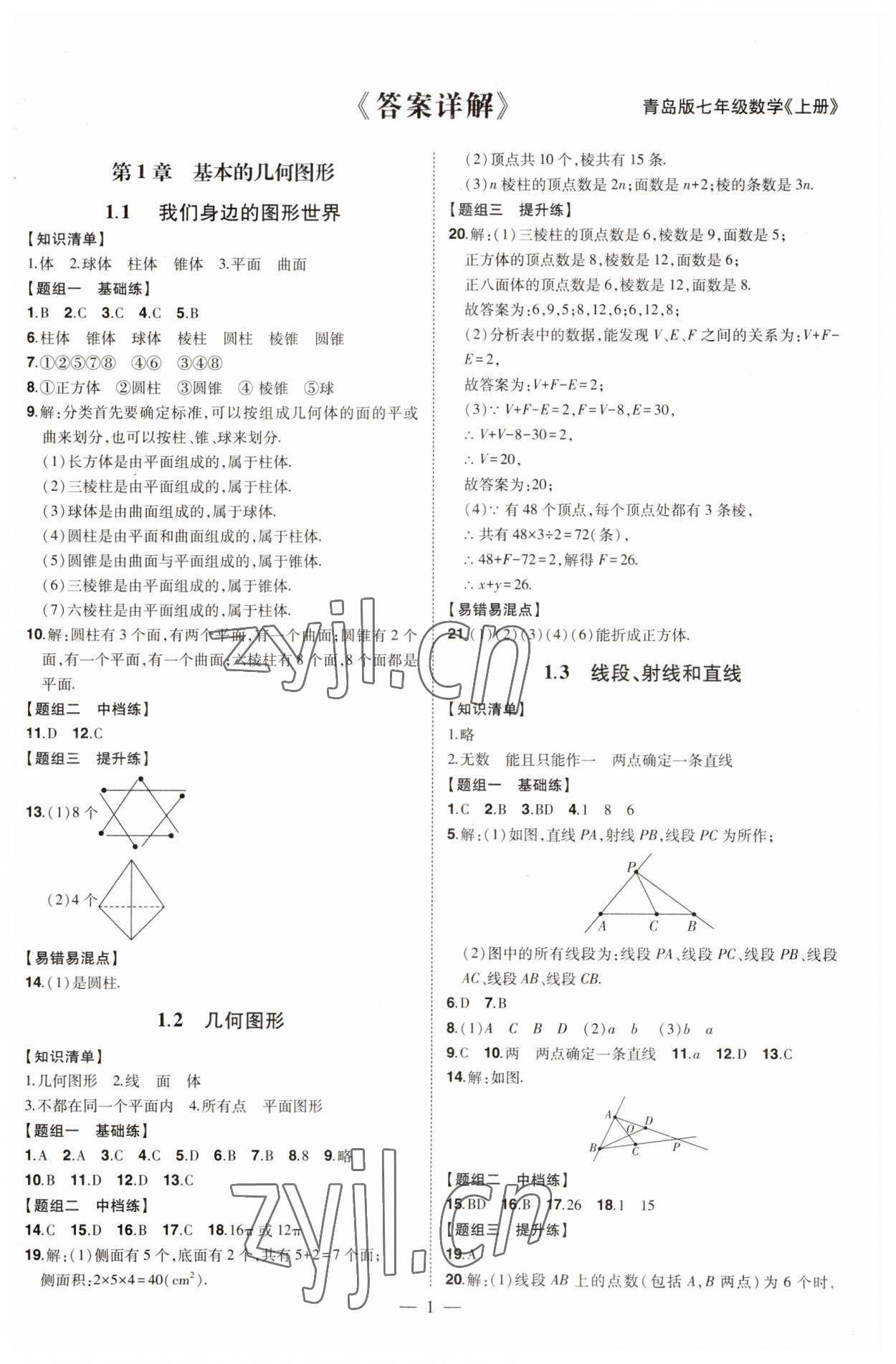 2023年初中新课标名师学案智慧大课堂七年级数学上册青岛版 第1页