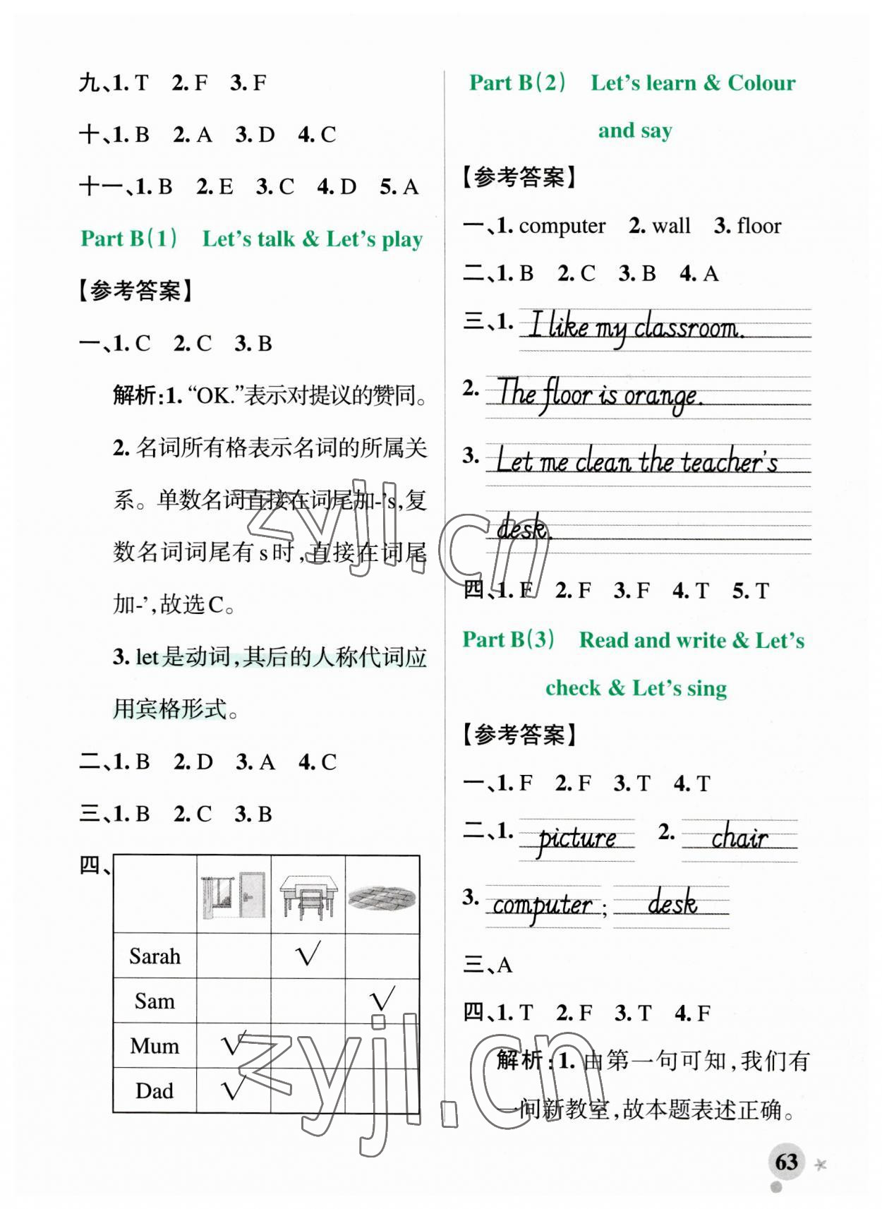 2023年小學(xué)學(xué)霸作業(yè)本四年級(jí)英語(yǔ)上冊(cè)人教版 參考答案第3頁(yè)