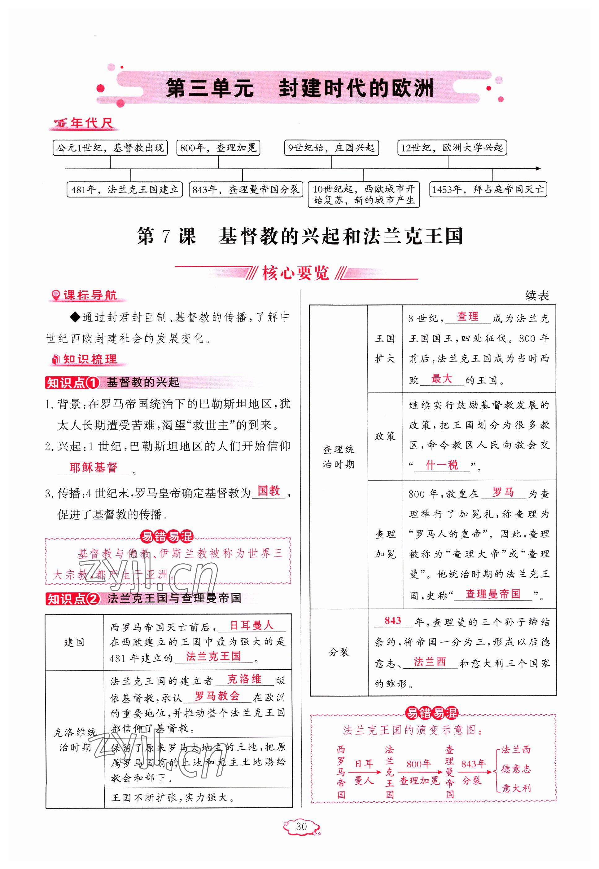 2023年啟航新課堂九年級歷史上冊人教版 參考答案第30頁