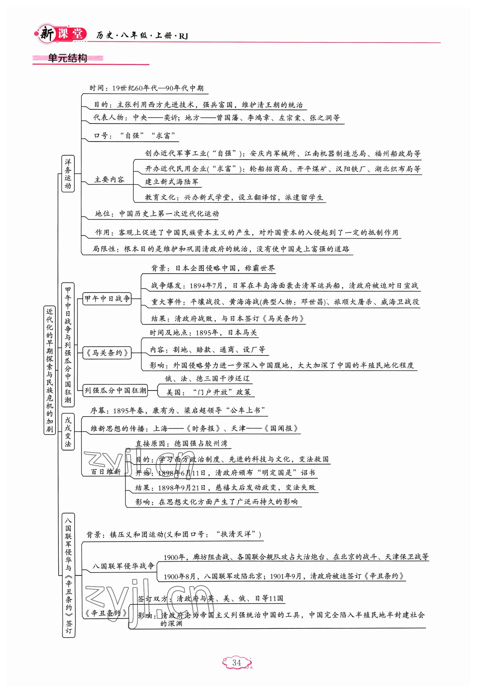 2023年启航新课堂八年级历史上册人教版 参考答案第34页