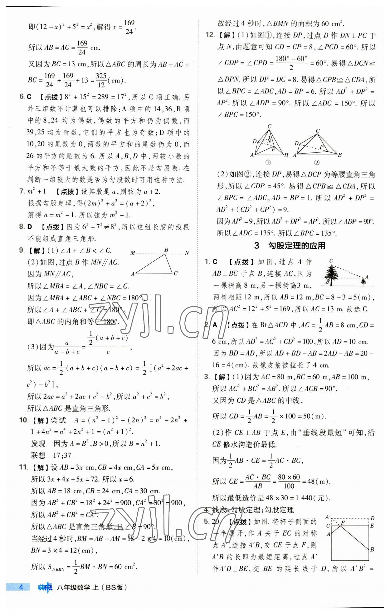 2023年综合应用创新题典中点八年级数学上册北师大版 第4页