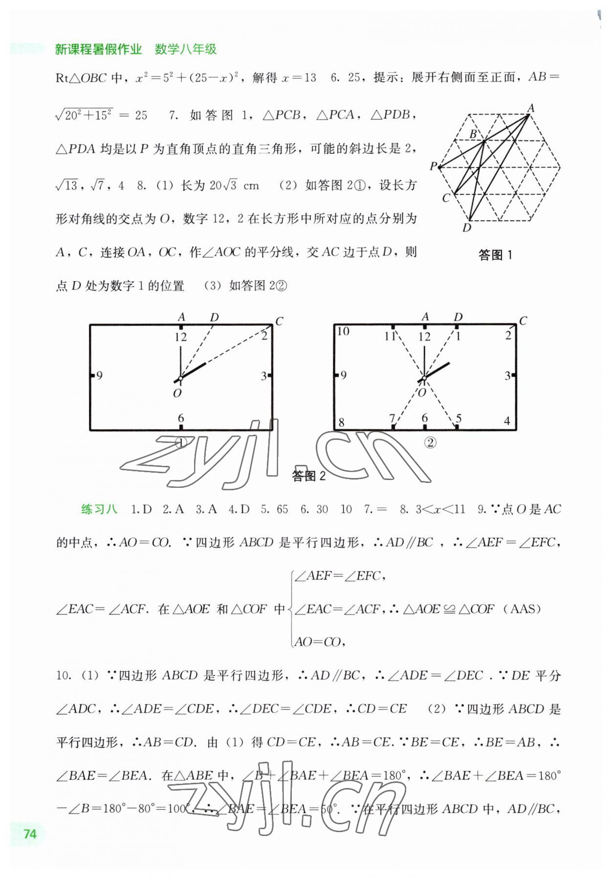 2023年新课程暑假作业广西师范大学出版社八年级数学 第2页