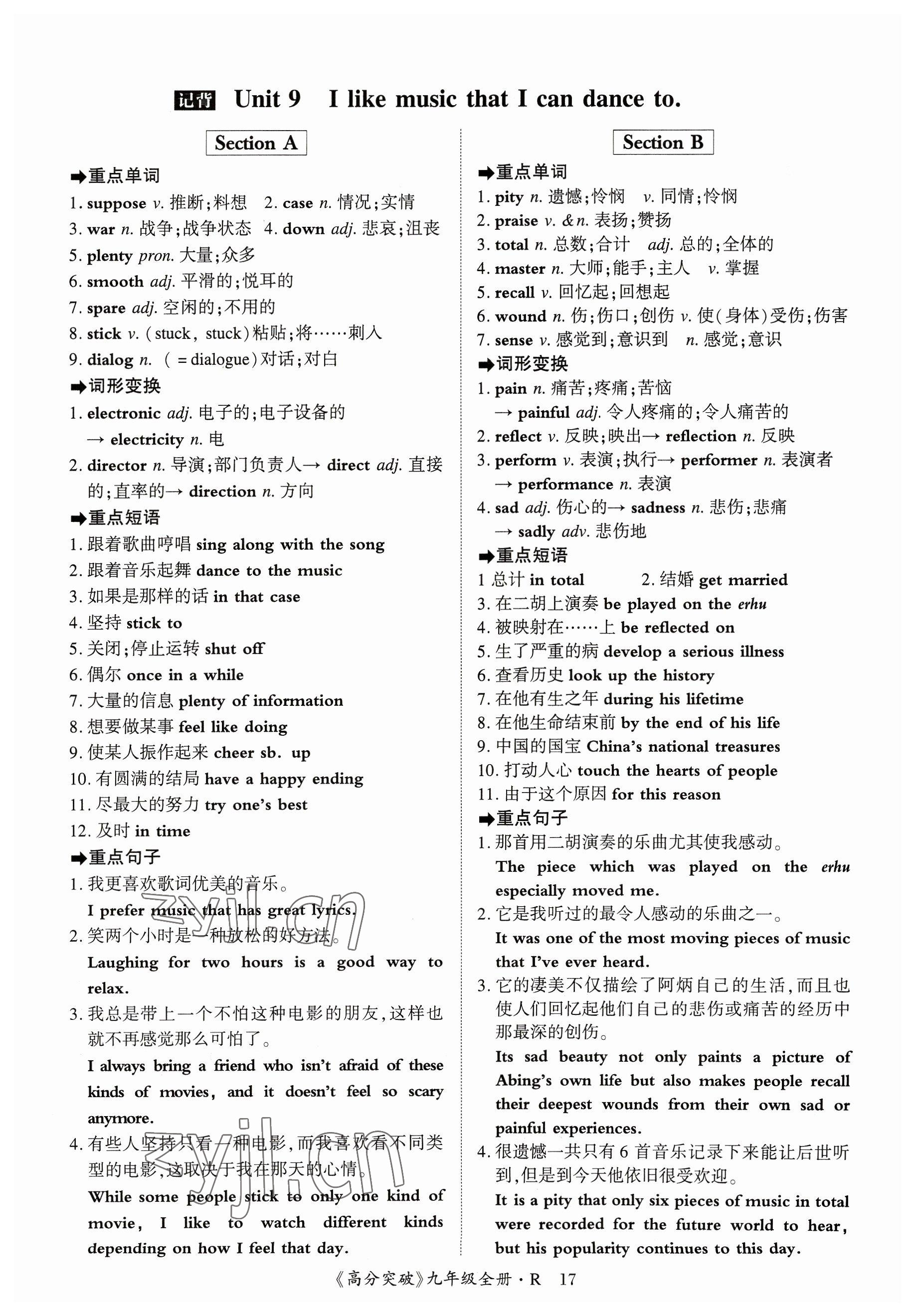 2023年高分突破課時(shí)達(dá)標(biāo)講練測(cè)九年級(jí)英語(yǔ)全一冊(cè)人教版四川專(zhuān)版 參考答案第55頁(yè)