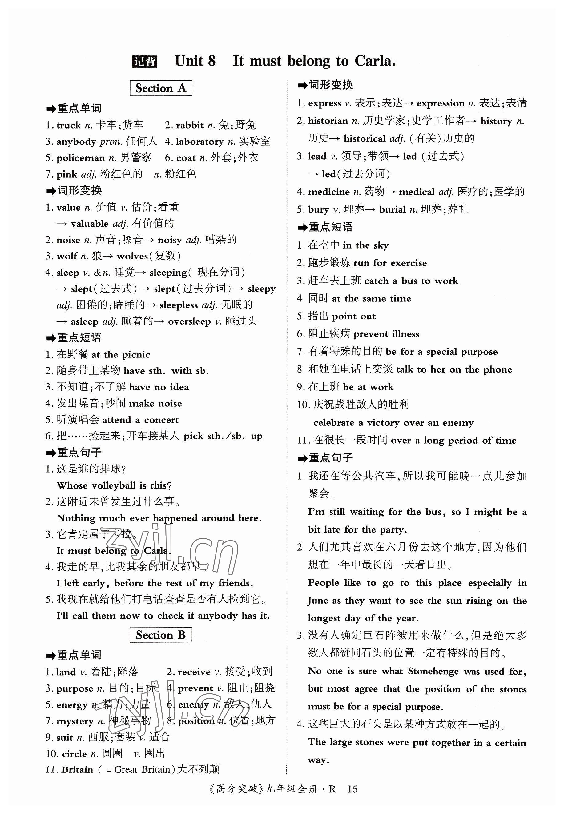 2023年高分突破課時(shí)達(dá)標(biāo)講練測(cè)九年級(jí)英語(yǔ)全一冊(cè)人教版四川專版 參考答案第49頁(yè)