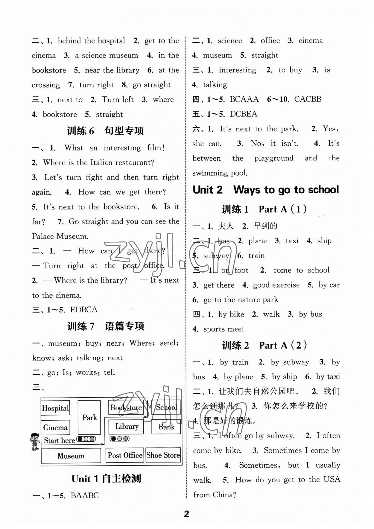 2023年默寫能手六年級英語上冊人教版 參考答案第2頁