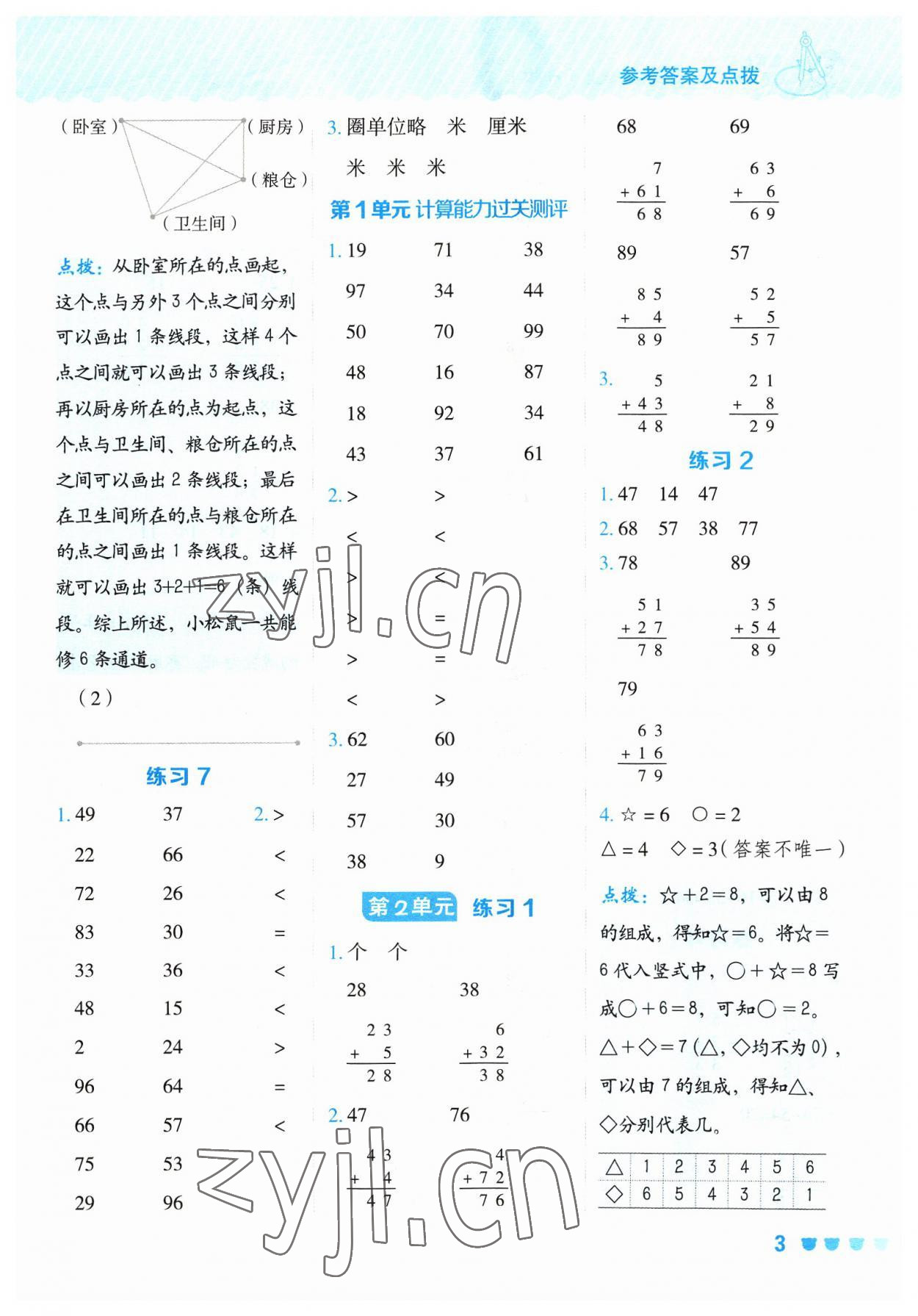 2023年星级口算天天练二年级数学上册人教版 参考答案第2页