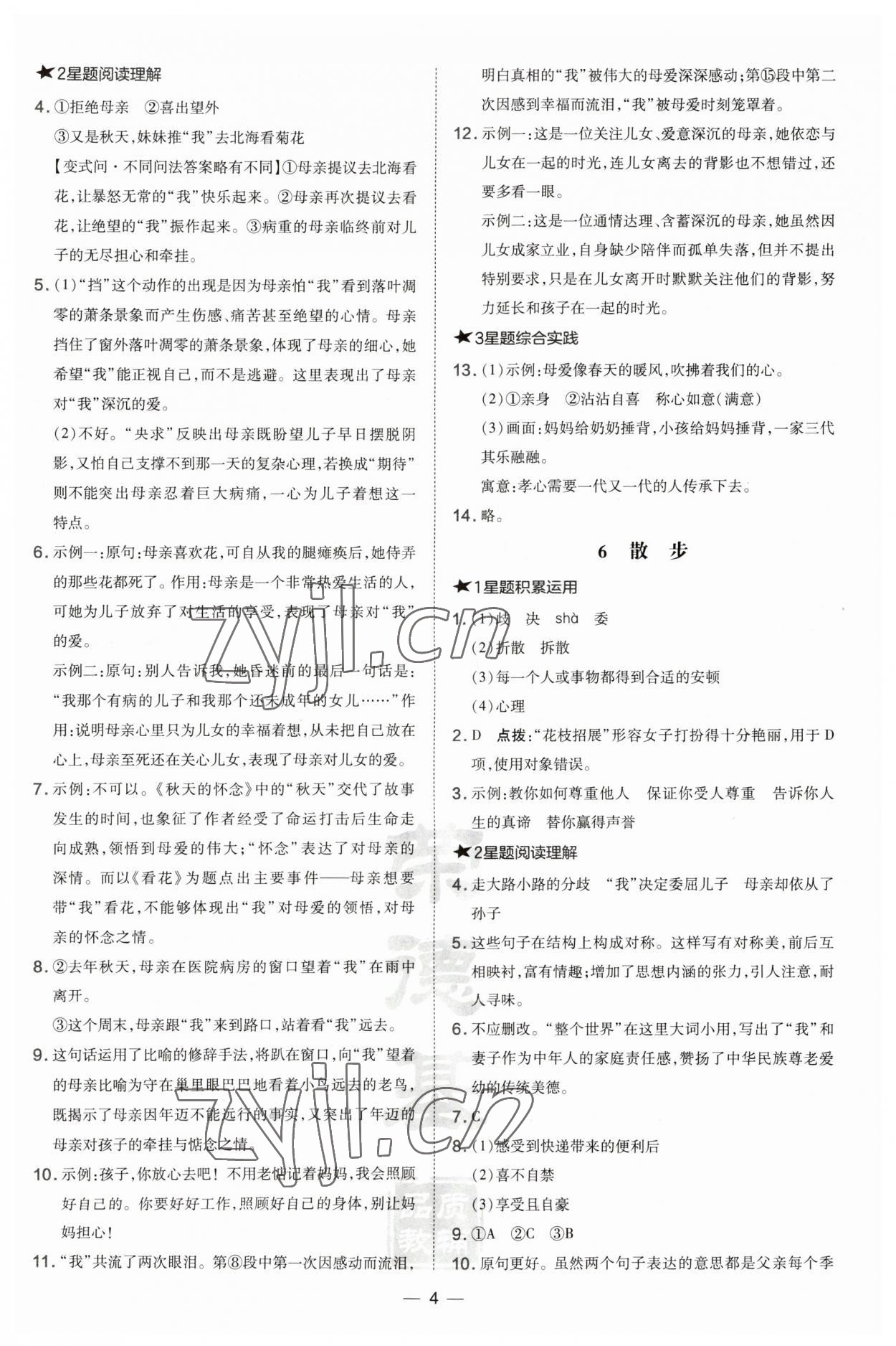 2023年點撥訓練七年級語文上冊人教版安徽專版 第4頁