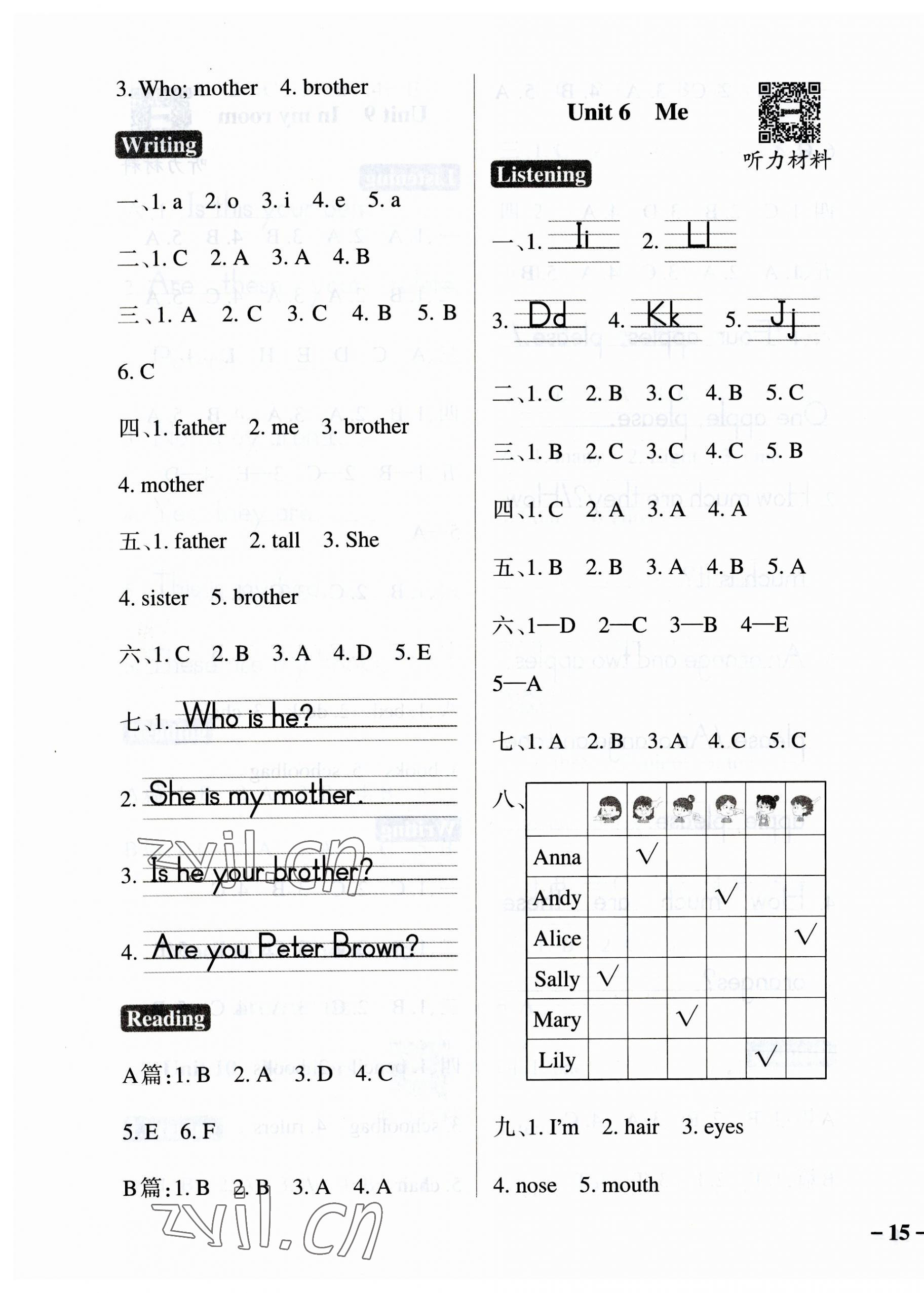 2023年小學(xué)學(xué)霸作業(yè)本三年級英語上冊滬教牛津版深圳專版 參考答案第5頁