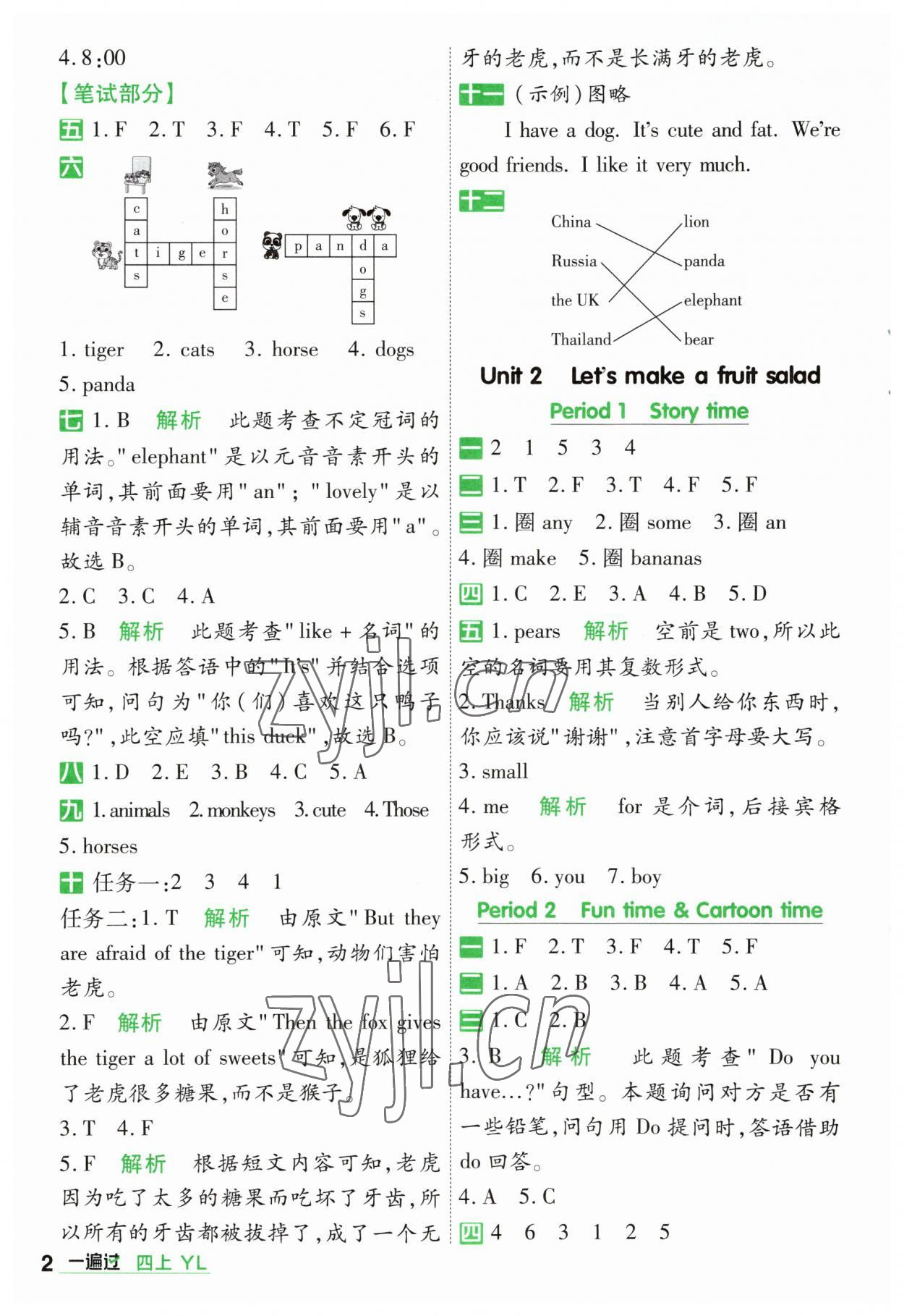 2023年一遍過四年級(jí)英語上冊(cè)譯林版 第2頁