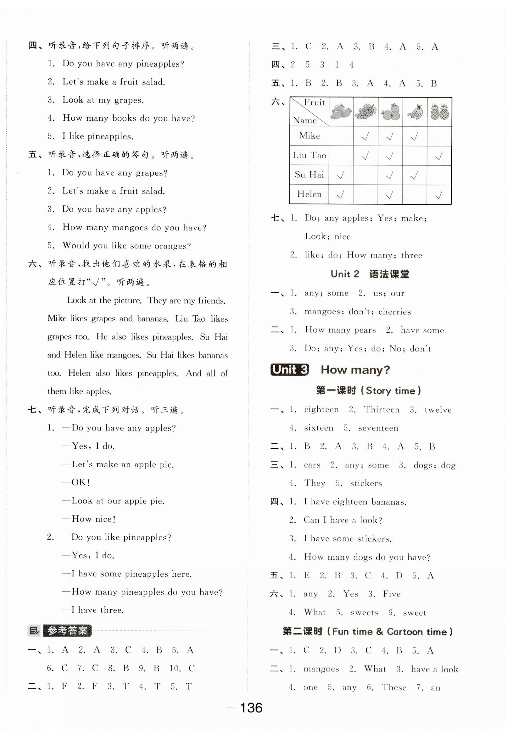 2023年全品学练考四年级英语上册译林版 参考答案第4页