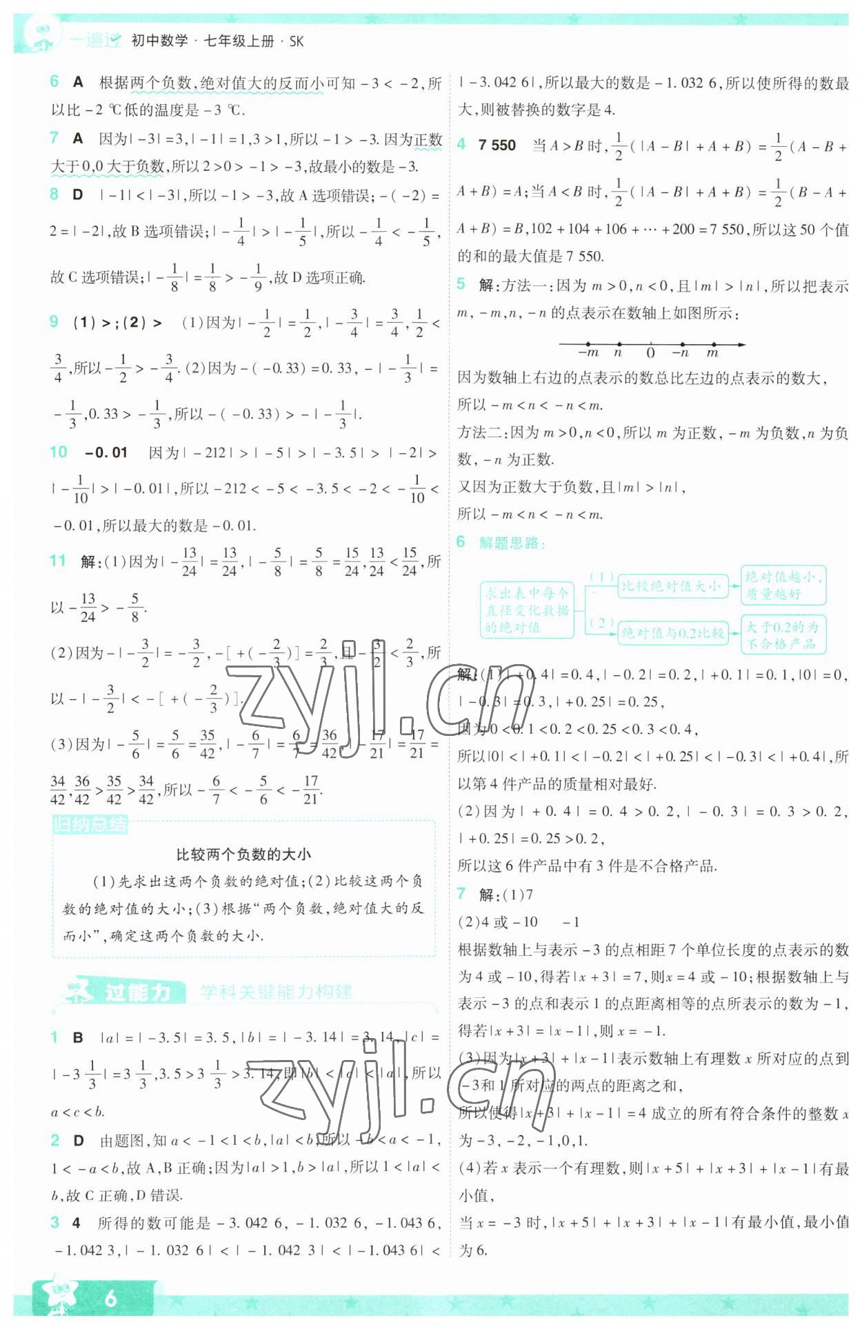 2023年一遍過(guò)七年級(jí)初中數(shù)學(xué)上冊(cè)蘇科版 參考答案第6頁(yè)