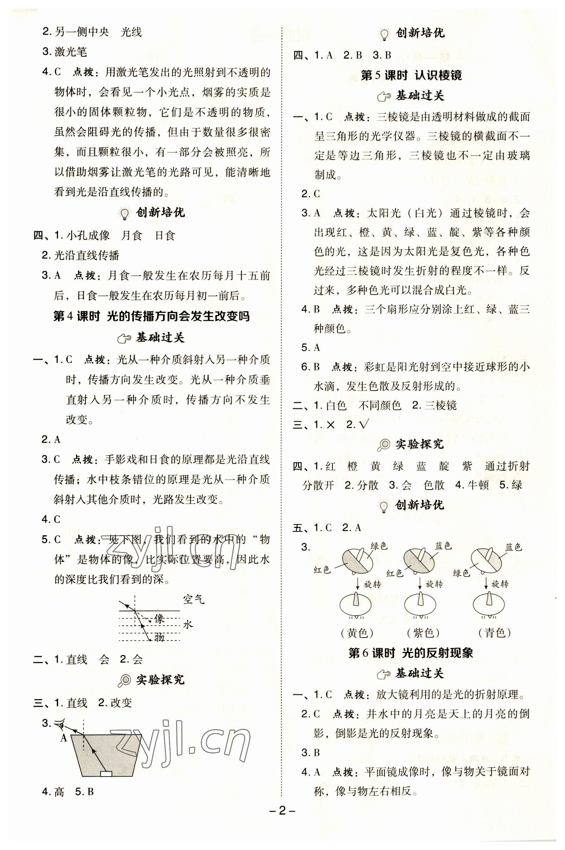 2023年綜合應(yīng)用創(chuàng)新題典中點(diǎn)三年級(jí)科學(xué)上冊(cè)教科版 參考答案第2頁