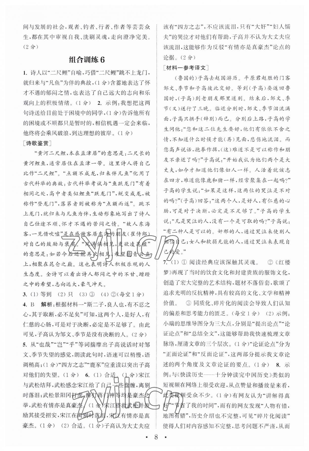 2023年通城学典初中语文阅读训练组合训练九年级南通专版 第8页