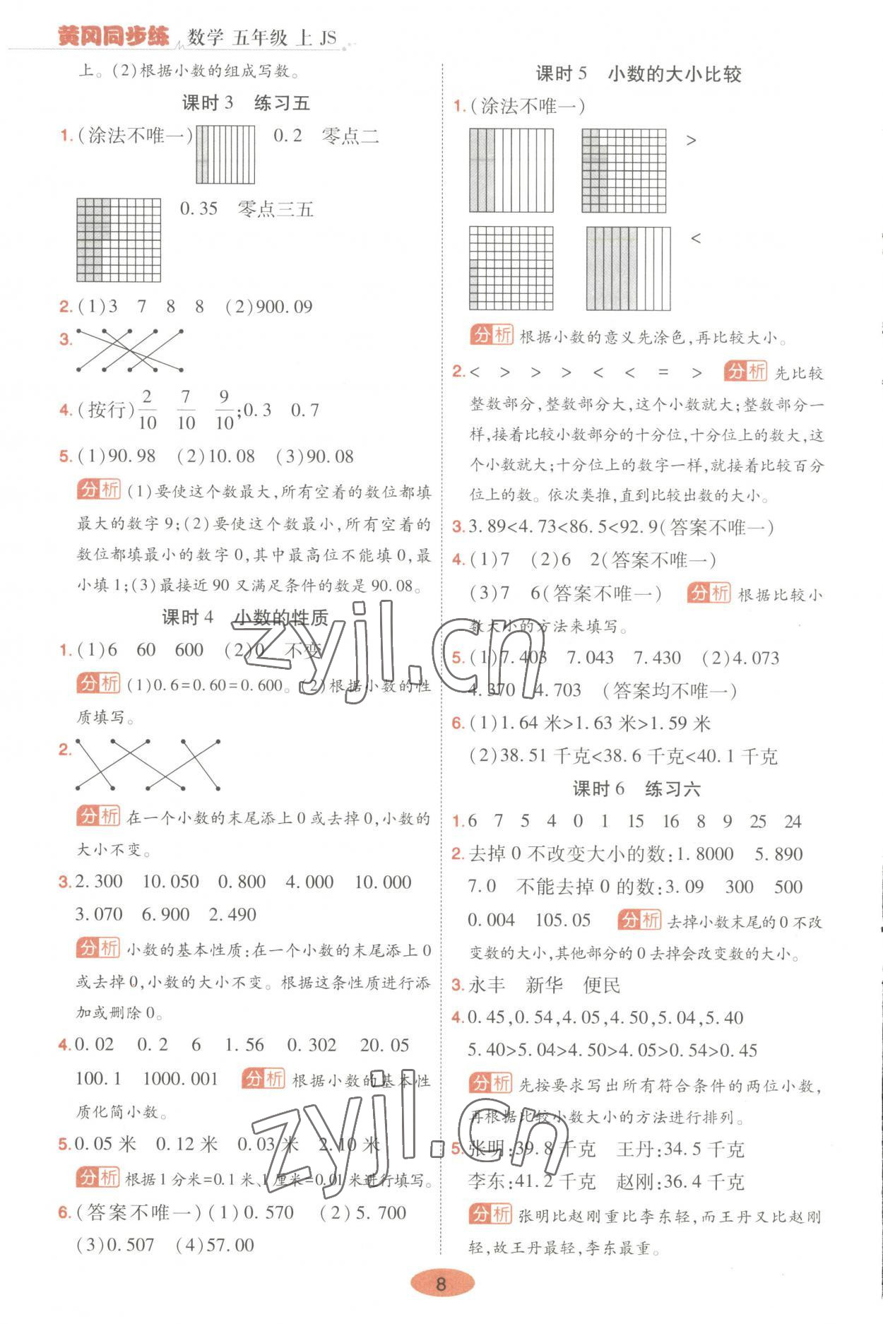 2023年黃岡同步練一日一練五年級數(shù)學(xué)上冊蘇教版 第8頁