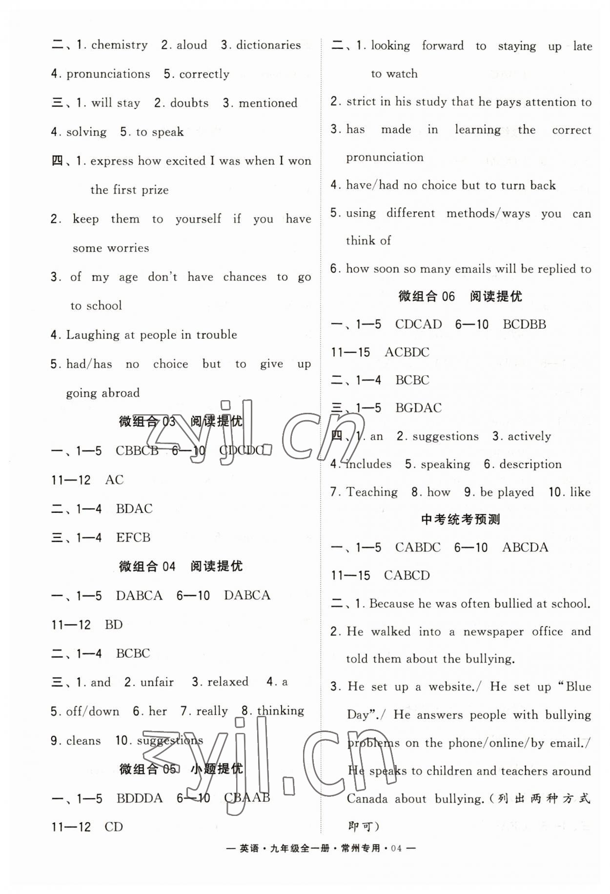 2023年學(xué)霸組合訓(xùn)練九年級(jí)英語(yǔ)全一冊(cè)譯林版常州專版 第4頁(yè)