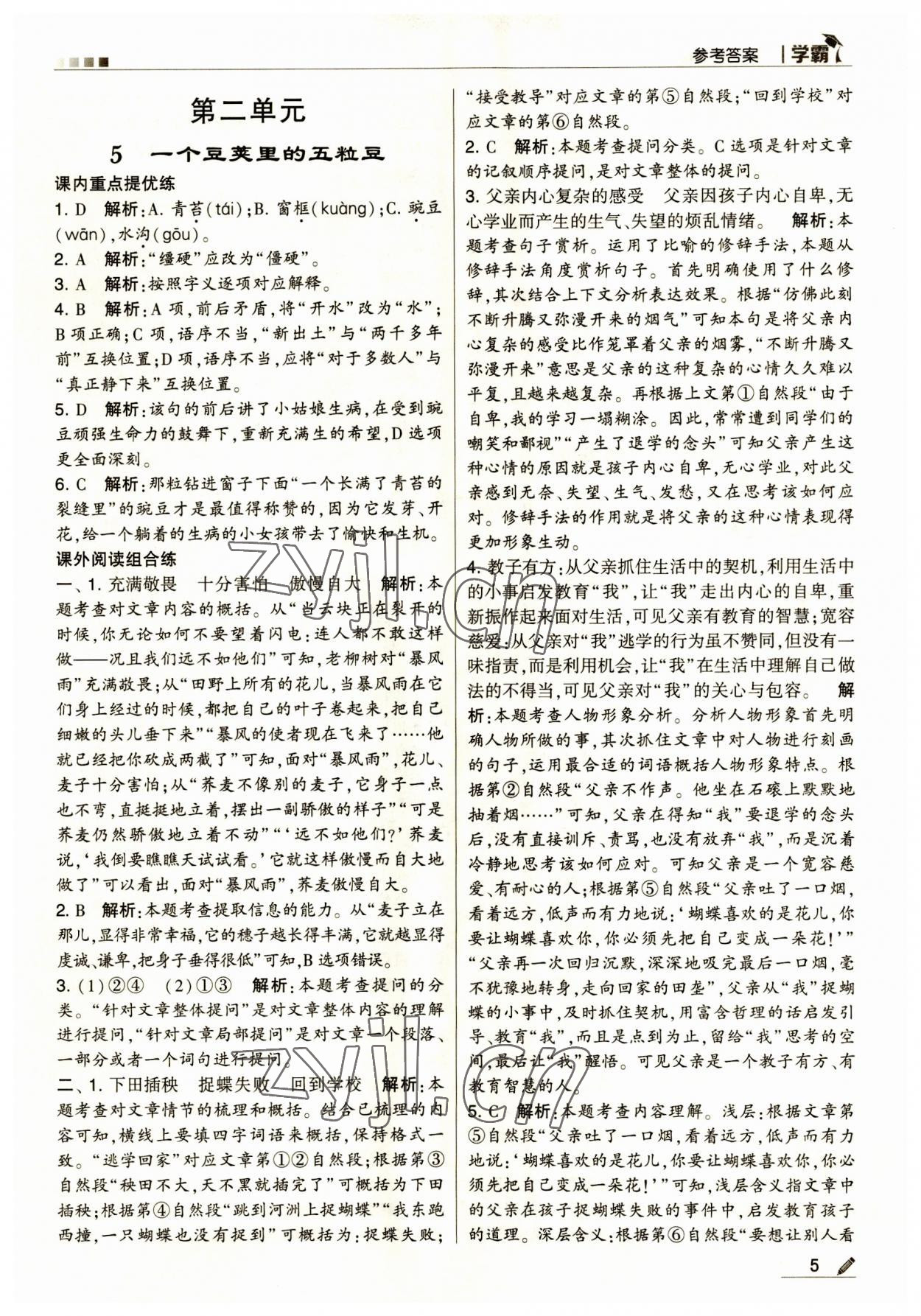 2023年經(jīng)綸學(xué)典學(xué)霸四年級語文上冊人教版 第5頁