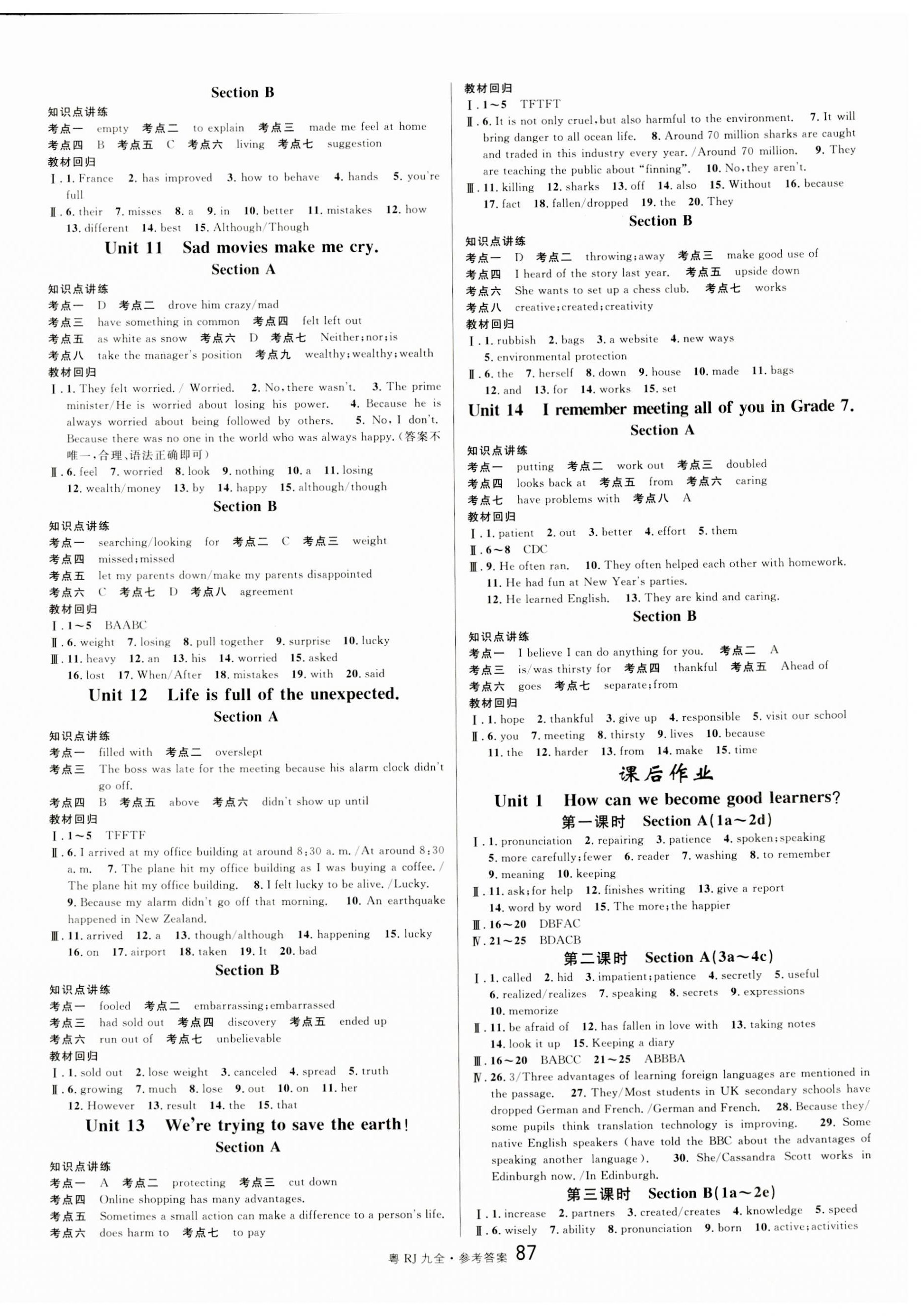 2023年名校課堂九年級英語全一冊人教版廣東專版 第3頁