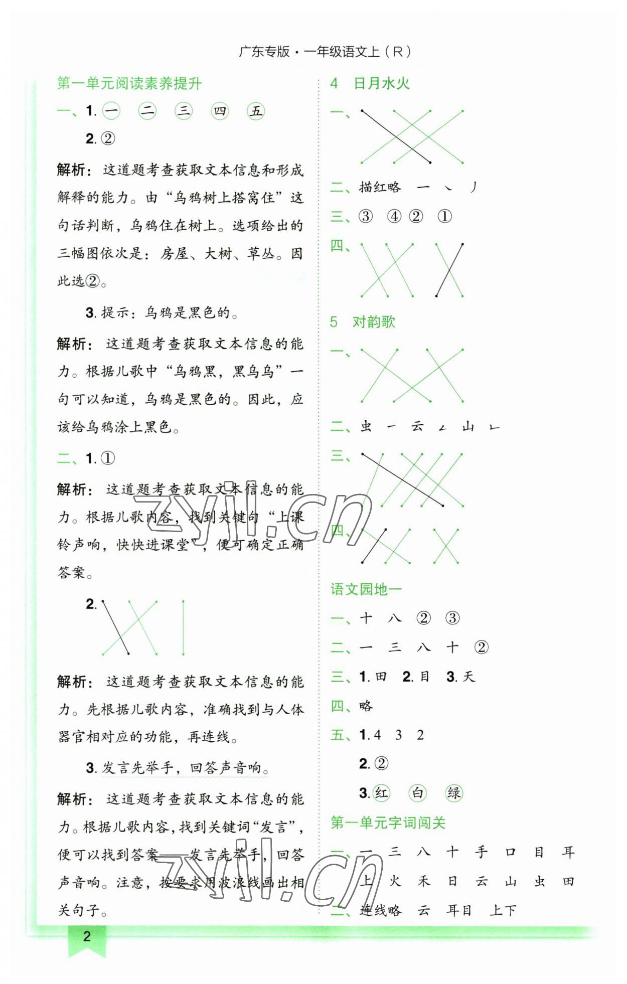 2023年黃岡小狀元作業(yè)本一年級(jí)語(yǔ)文上冊(cè)人教版廣東專(zhuān)版 第2頁(yè)