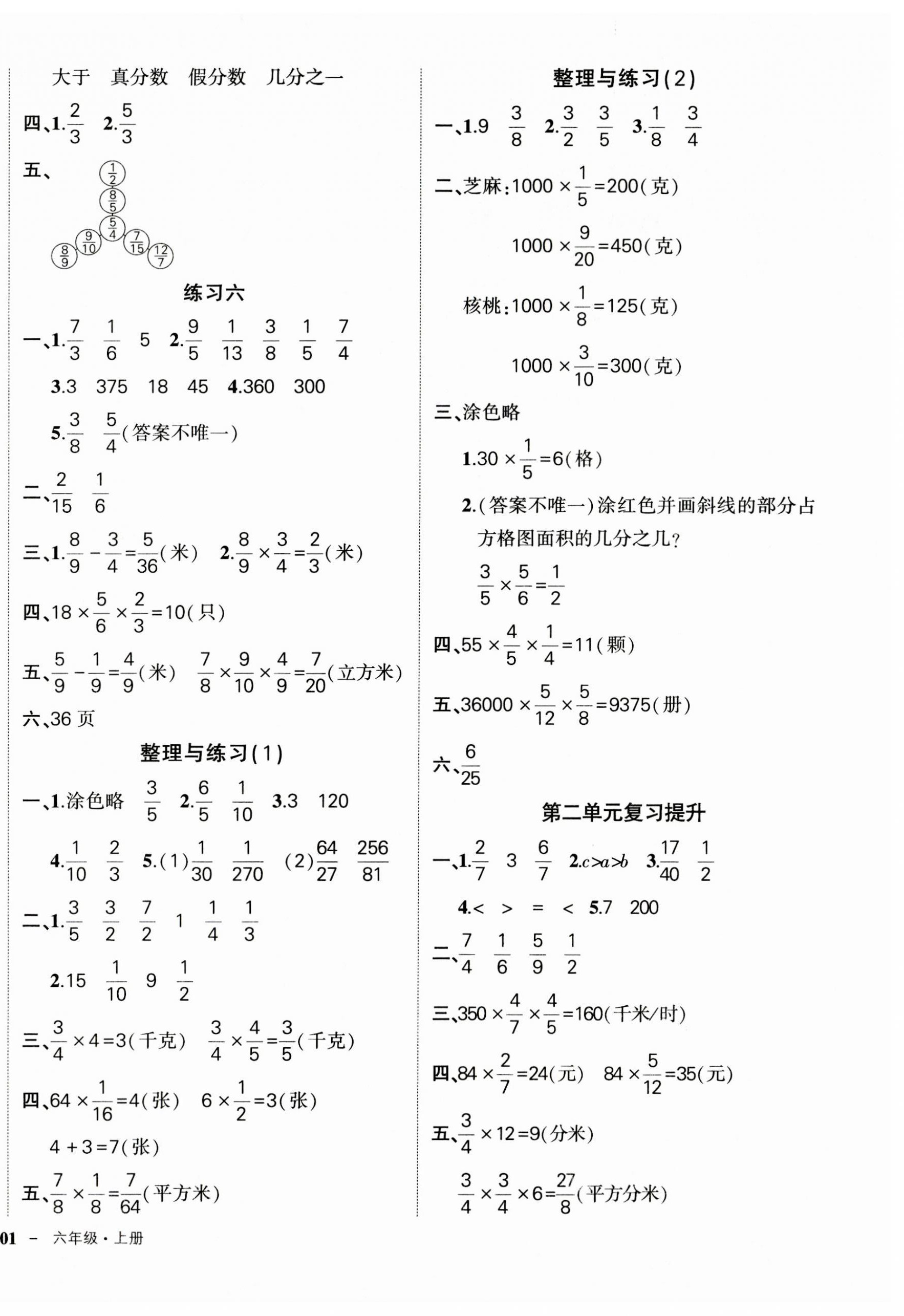 2023年状元成才路创优作业100分六年级数学上册苏教版 参考答案第6页