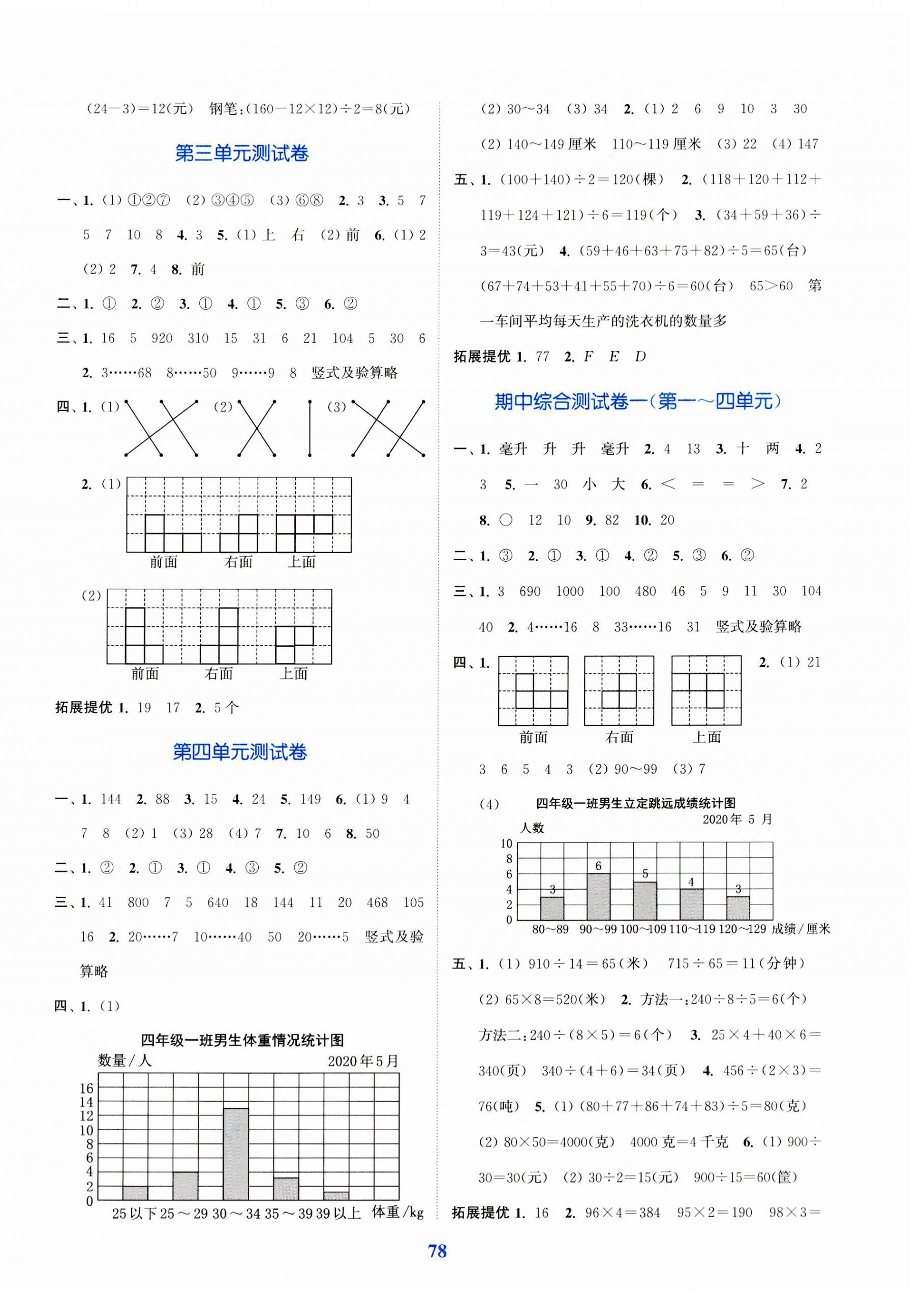 2023年江蘇金考卷四年級數(shù)學上冊蘇教版 參考答案第2頁