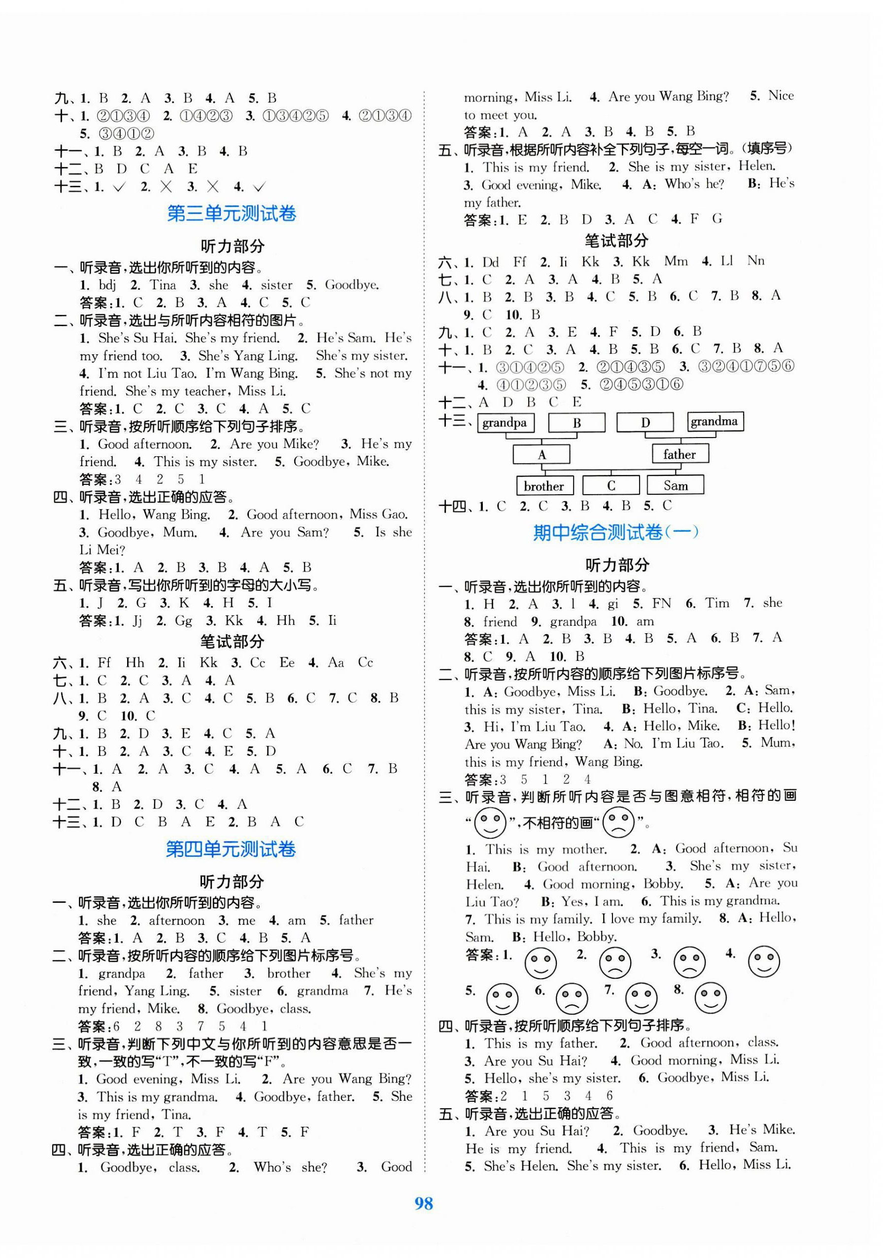 2023年江蘇金考卷三年級(jí)英語上冊(cè)譯林版 參考答案第2頁