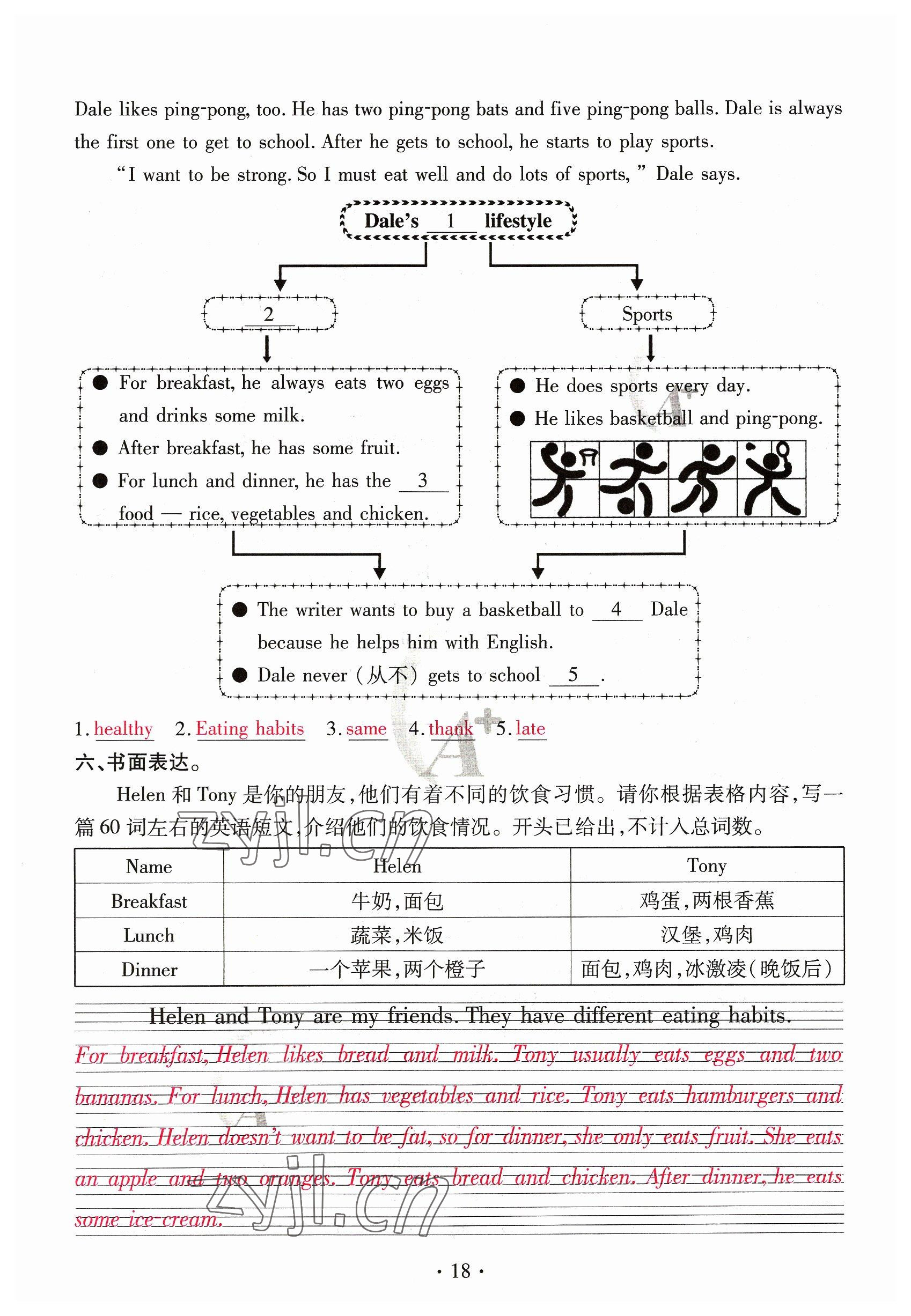 2023年优课堂给力A加七年级英语上册人教版 参考答案第36页