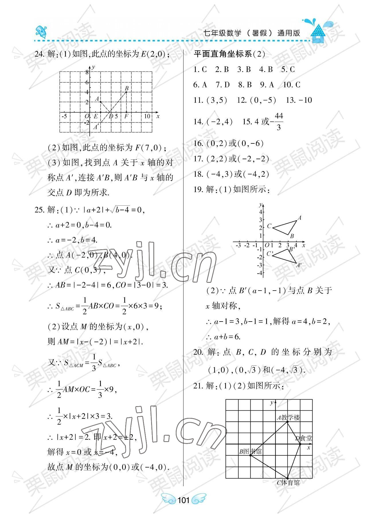 2023年暑假Happy假日七年級(jí)數(shù)學(xué)通用版 參考答案第5頁