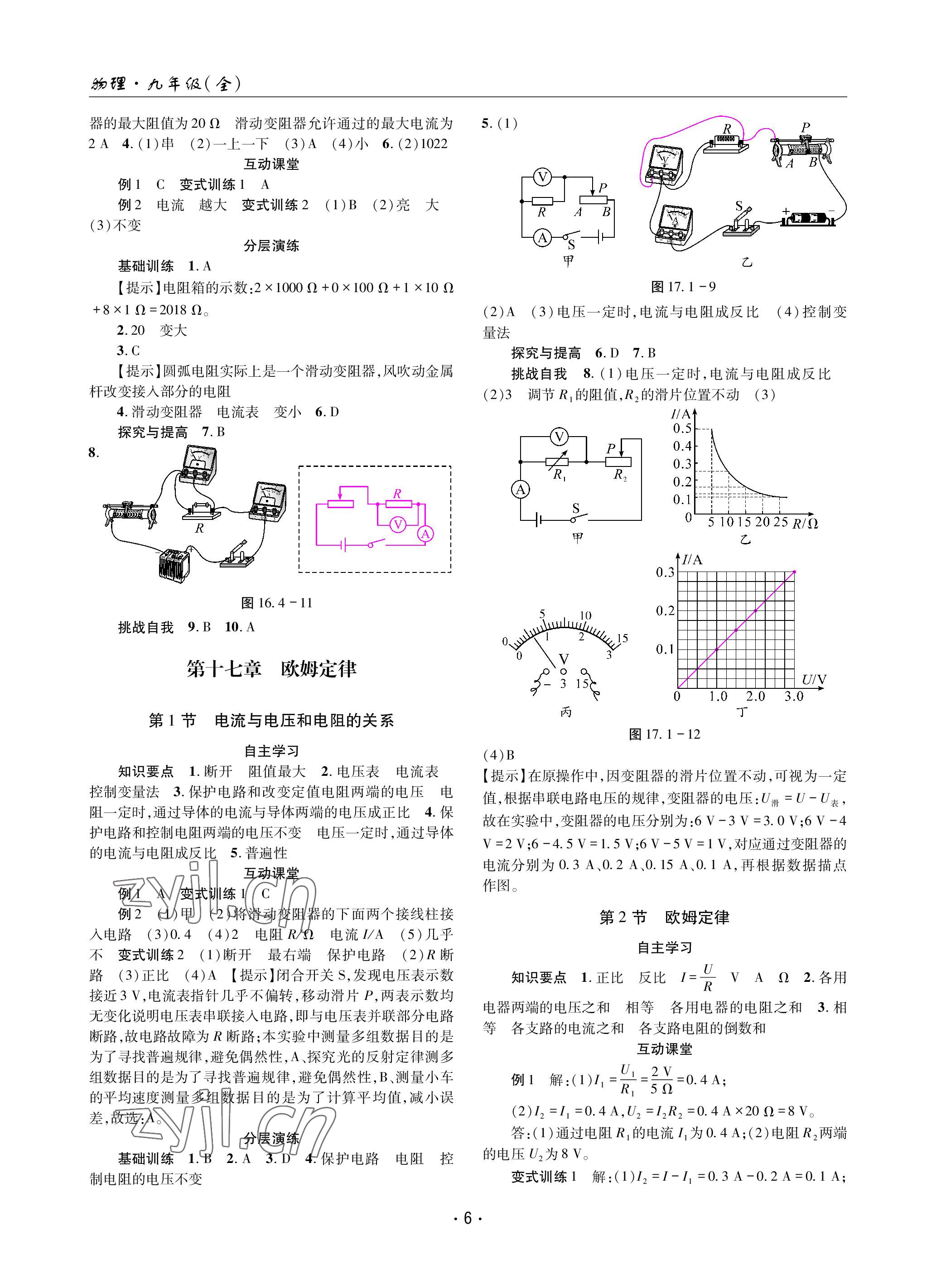 2023年理科愛好者九年級(jí)物理全一冊(cè)人教版 參考答案第5頁