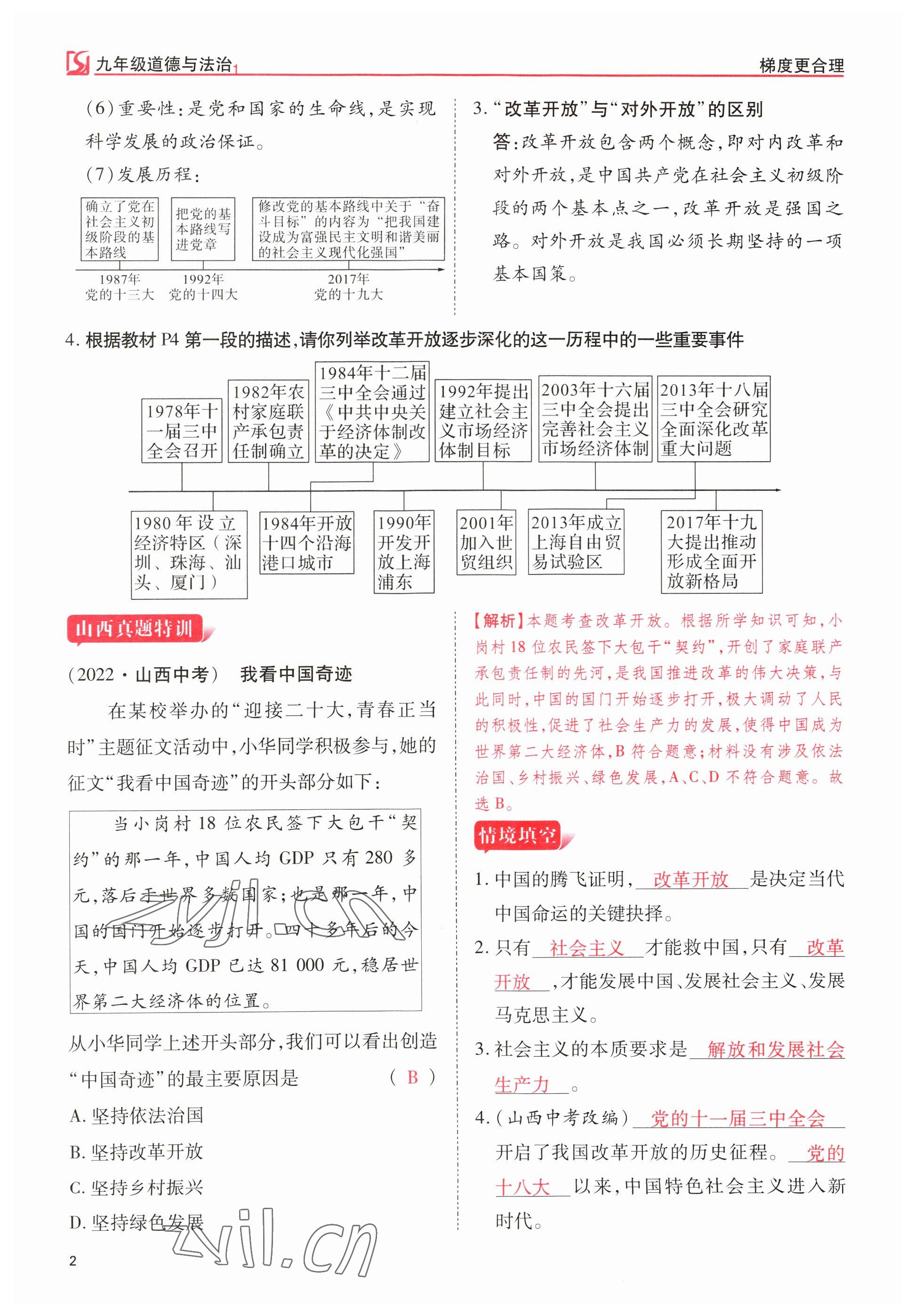 2023年暢行課堂九年級道德與法治上冊人教版山西專版 參考答案第2頁