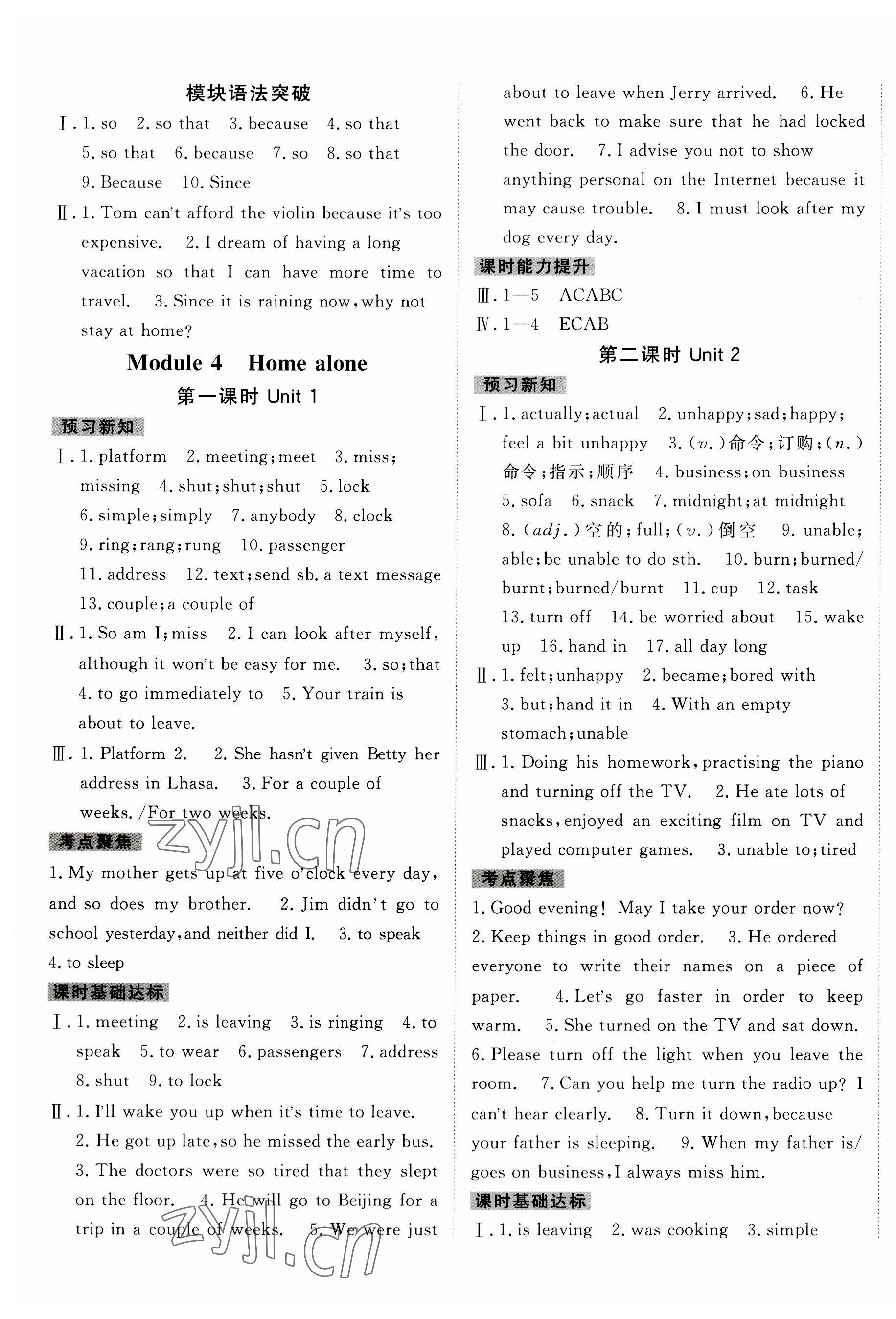 2023年同行學案學練測九年級英語上冊外研版 參考答案第5頁