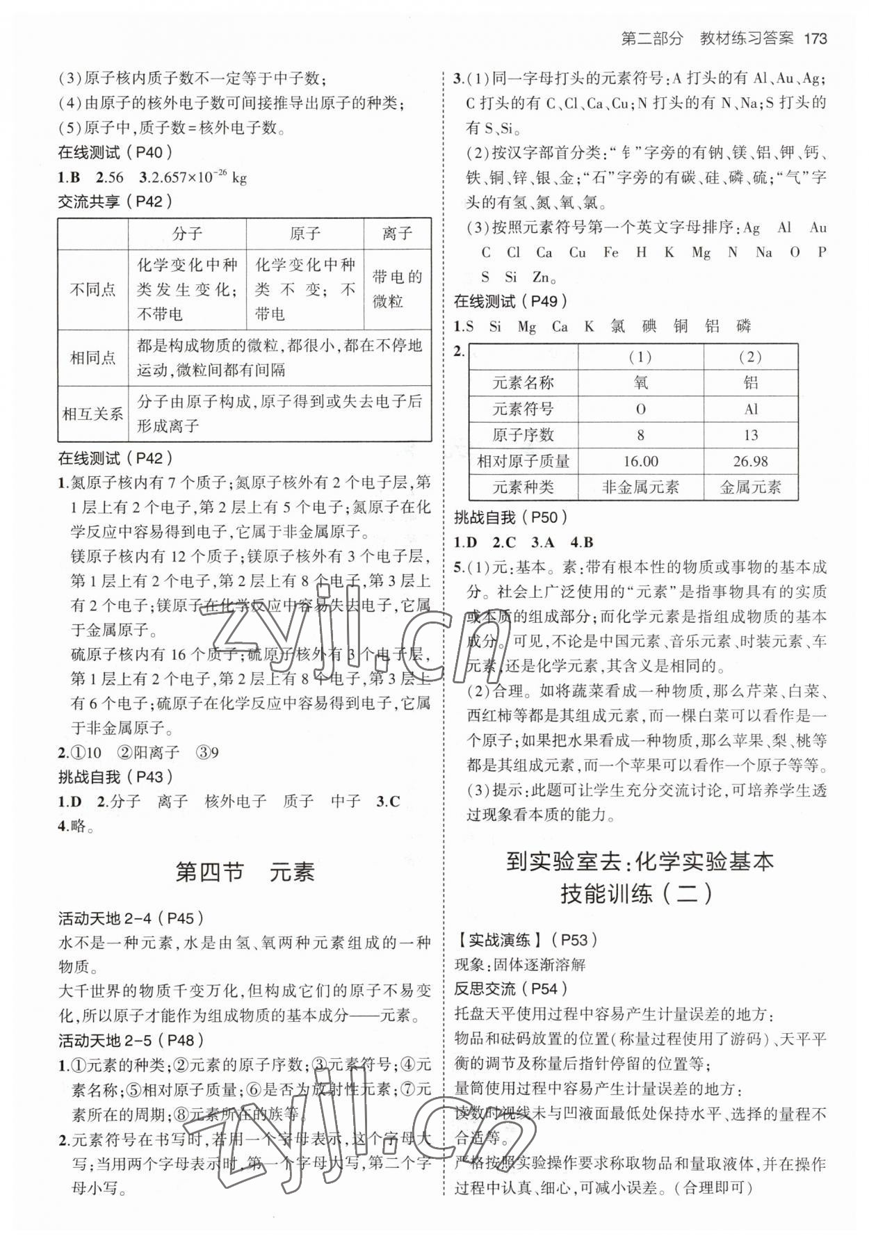 2023年教材課本九年級化學上冊魯教版 參考答案第3頁