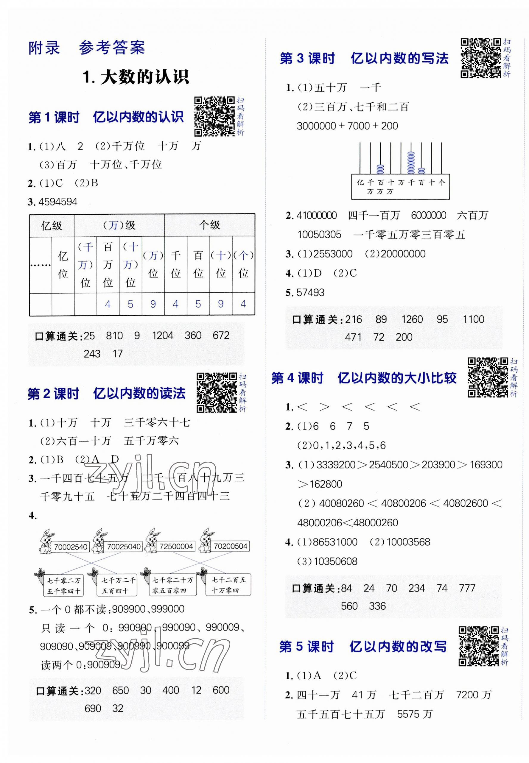 2023年陽光計劃小學同步四年級數(shù)學上冊人教版 第1頁