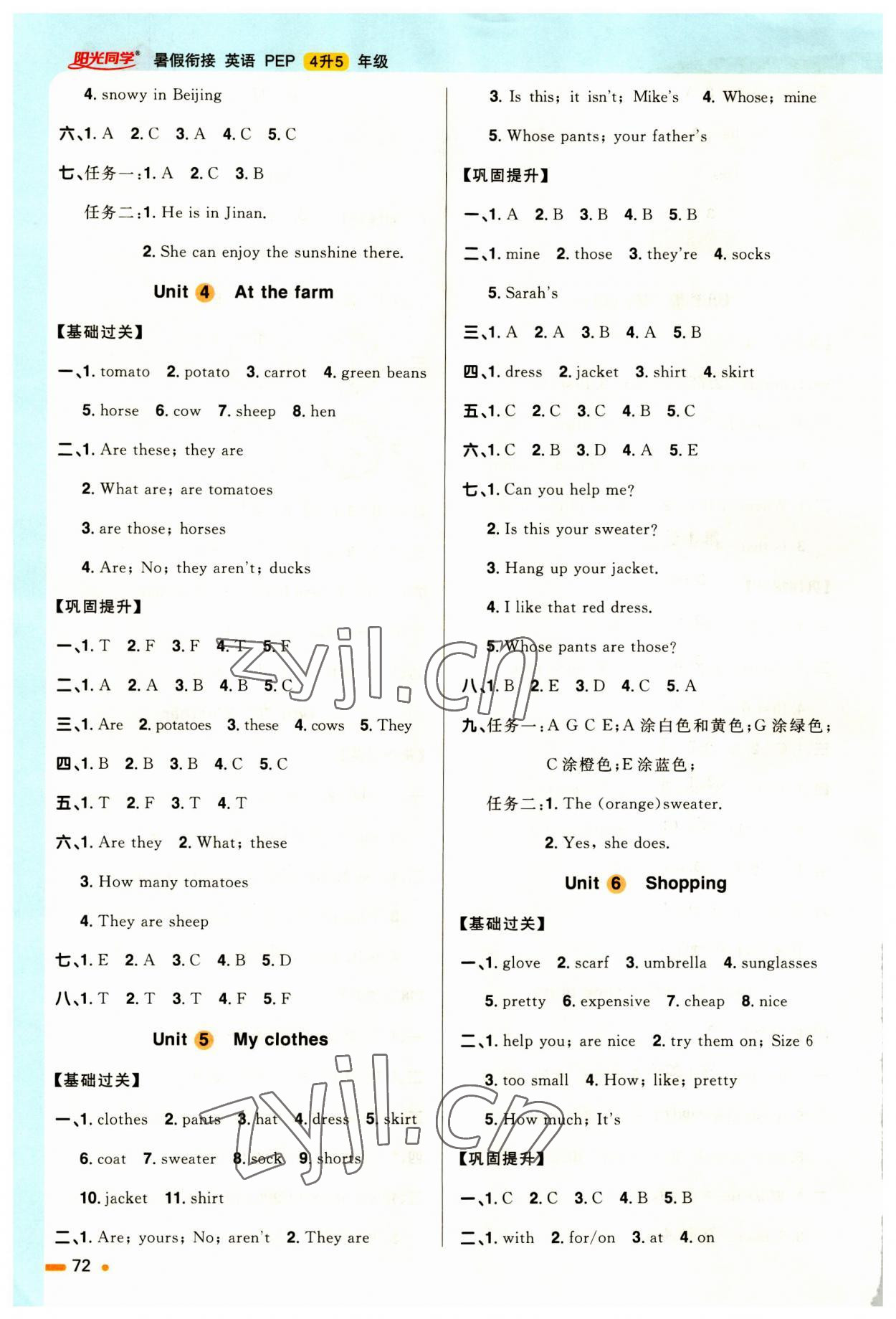 2023年陽光同學暑假銜接四升五年級英語人教PEP版 第2頁