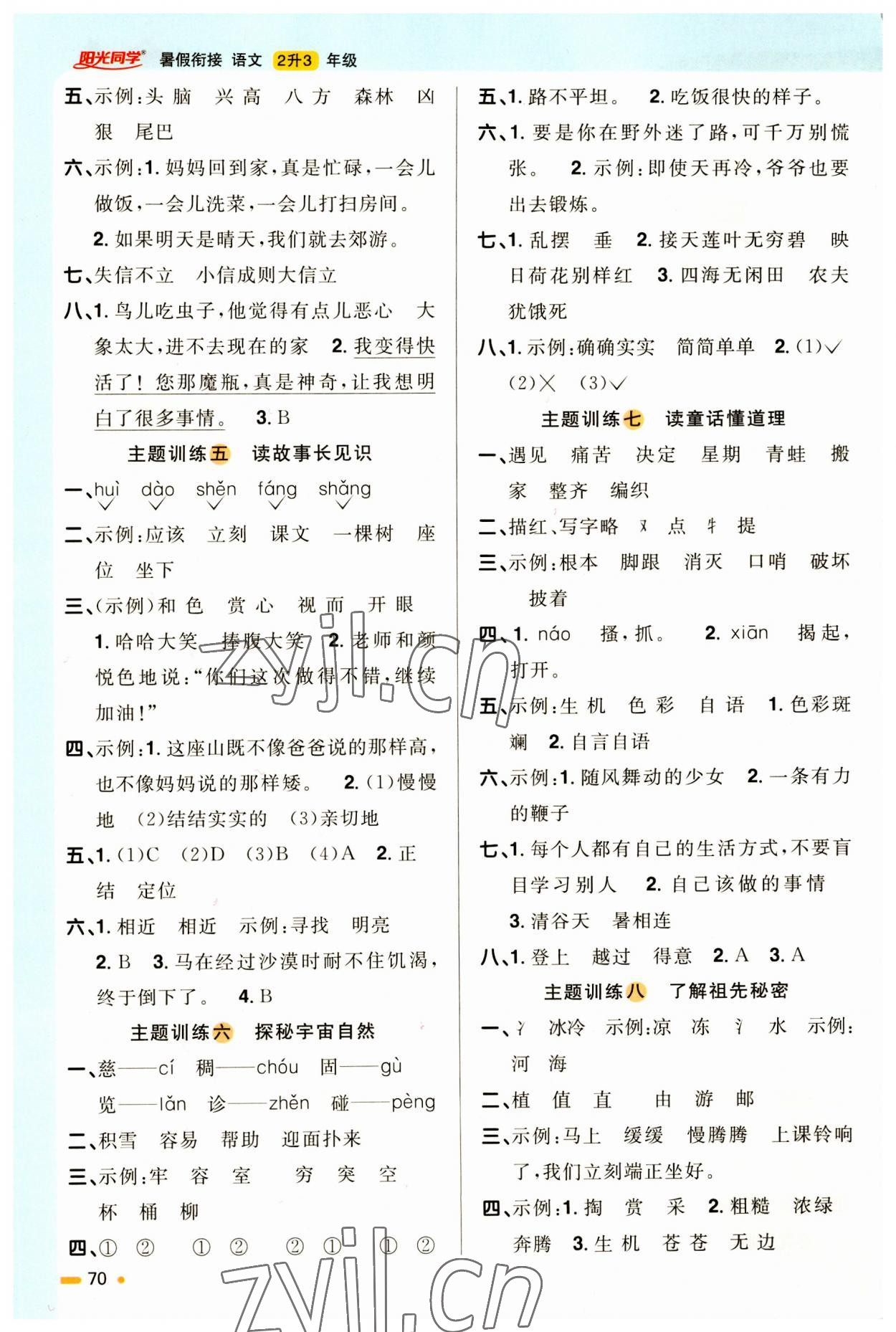 2023年陽光同學暑假銜接二升三年級語文人教版 第2頁