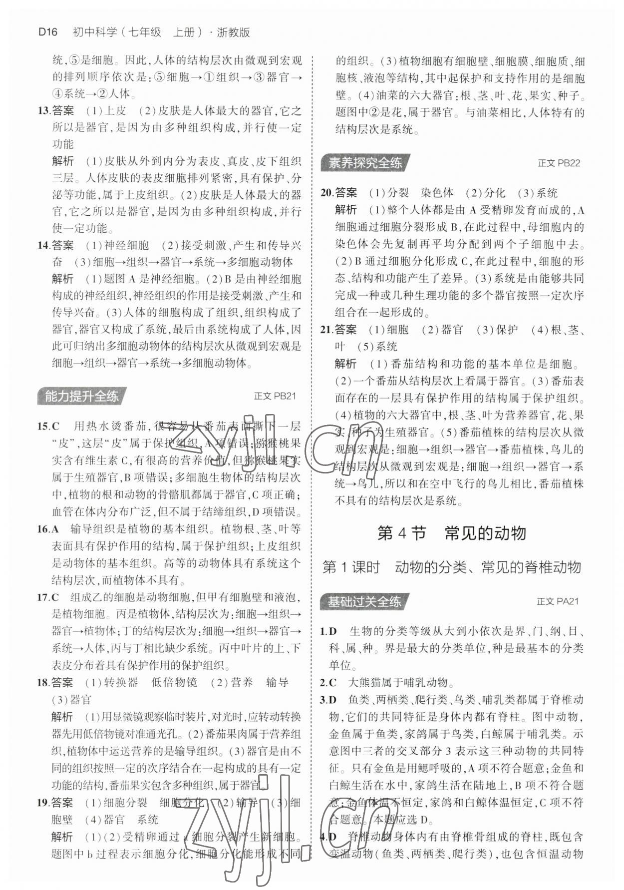 2023年5年中考3年模擬七年級(jí)科學(xué)上冊(cè)浙教版 第16頁