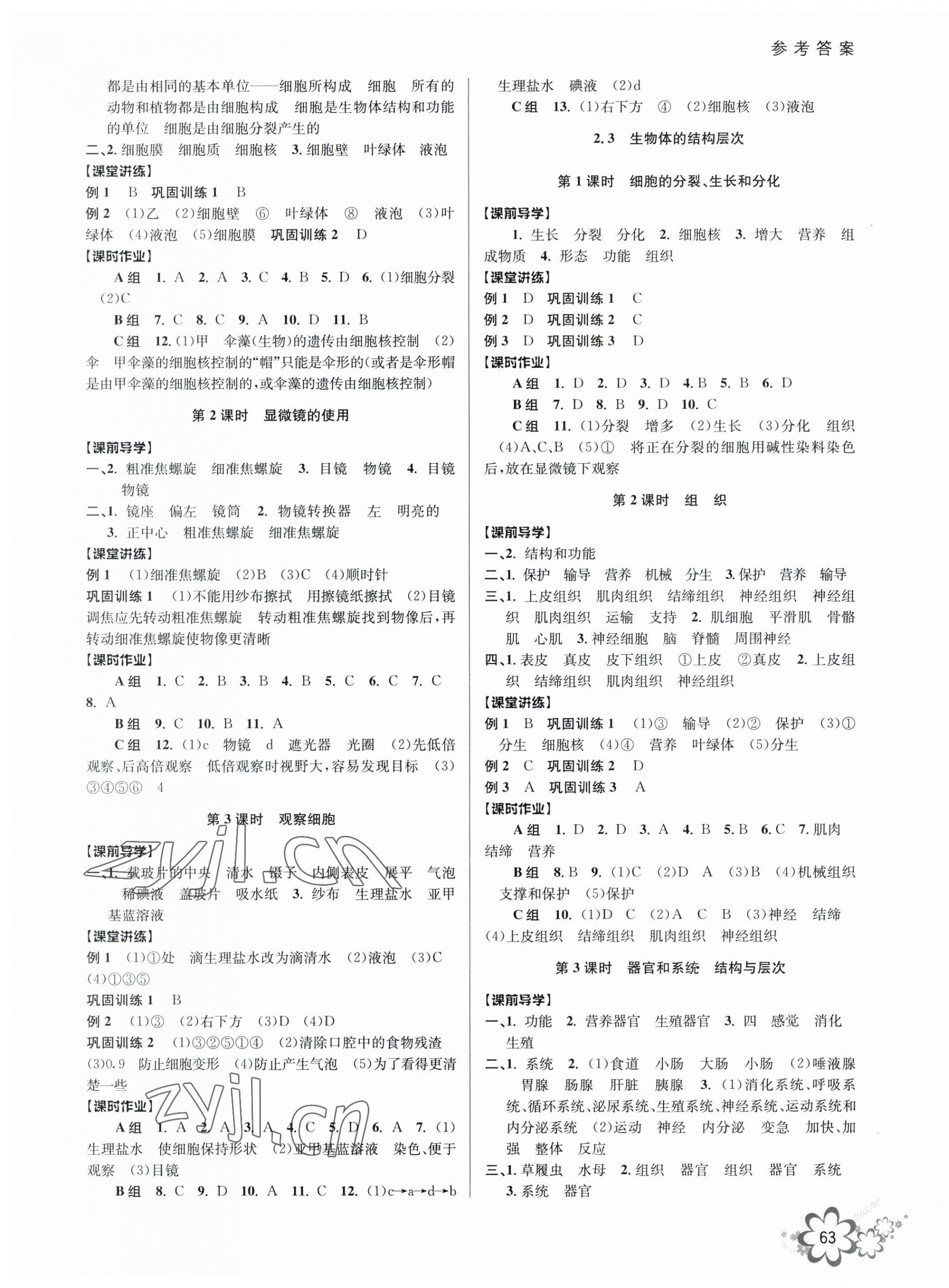 2023年初中新學(xué)案優(yōu)化與提高七年級(jí)科學(xué)上冊(cè)浙教版 第3頁(yè)