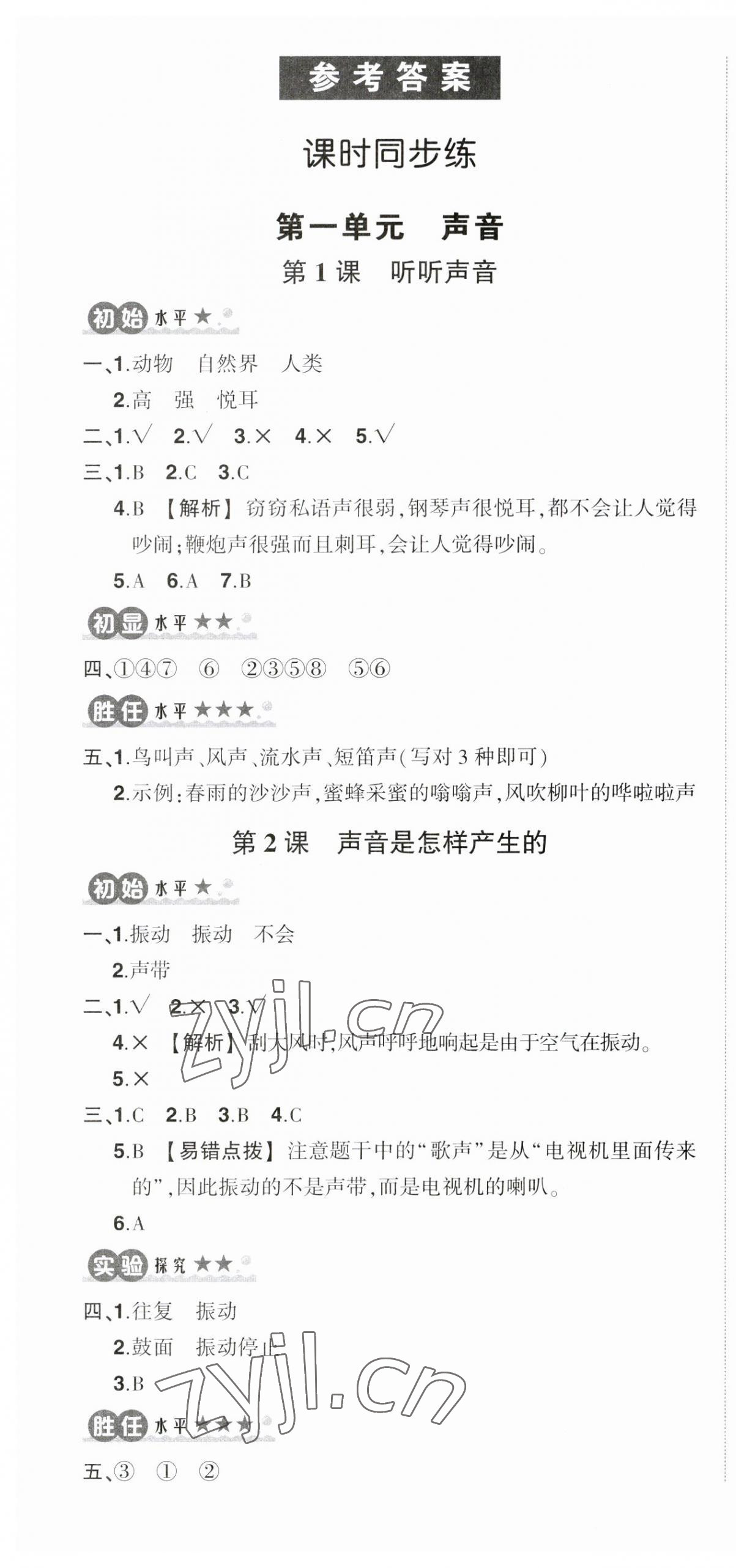 2023年状元成才路创优作业100分四年级科学上册教科版 第1页