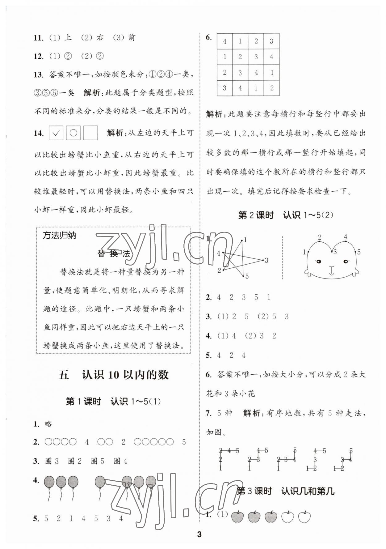 2023年通城學(xué)典課時(shí)作業(yè)本一年級(jí)數(shù)學(xué)上冊(cè)蘇教版 第3頁