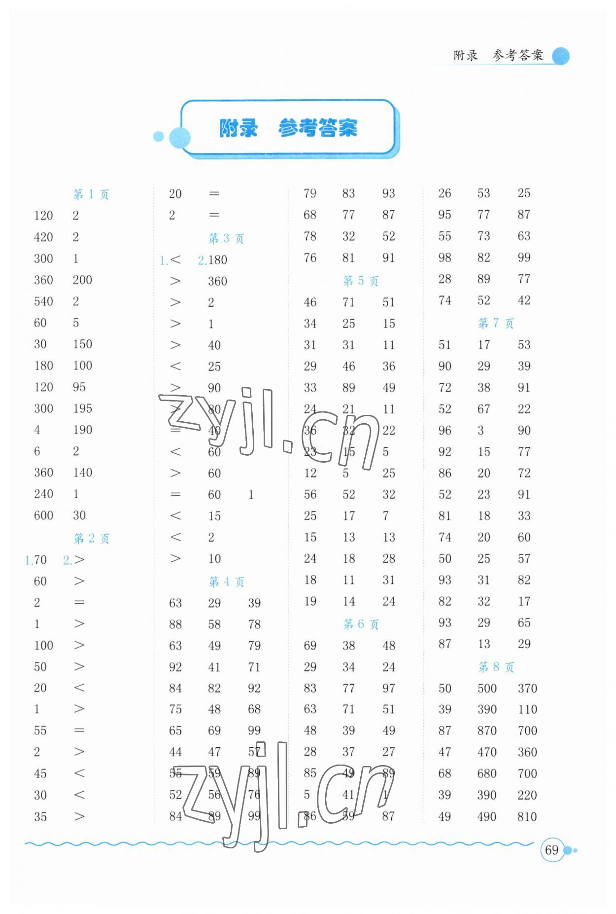 2023年黃岡小狀元口算速算練習(xí)冊三年級數(shù)學(xué)上冊人教版 第1頁